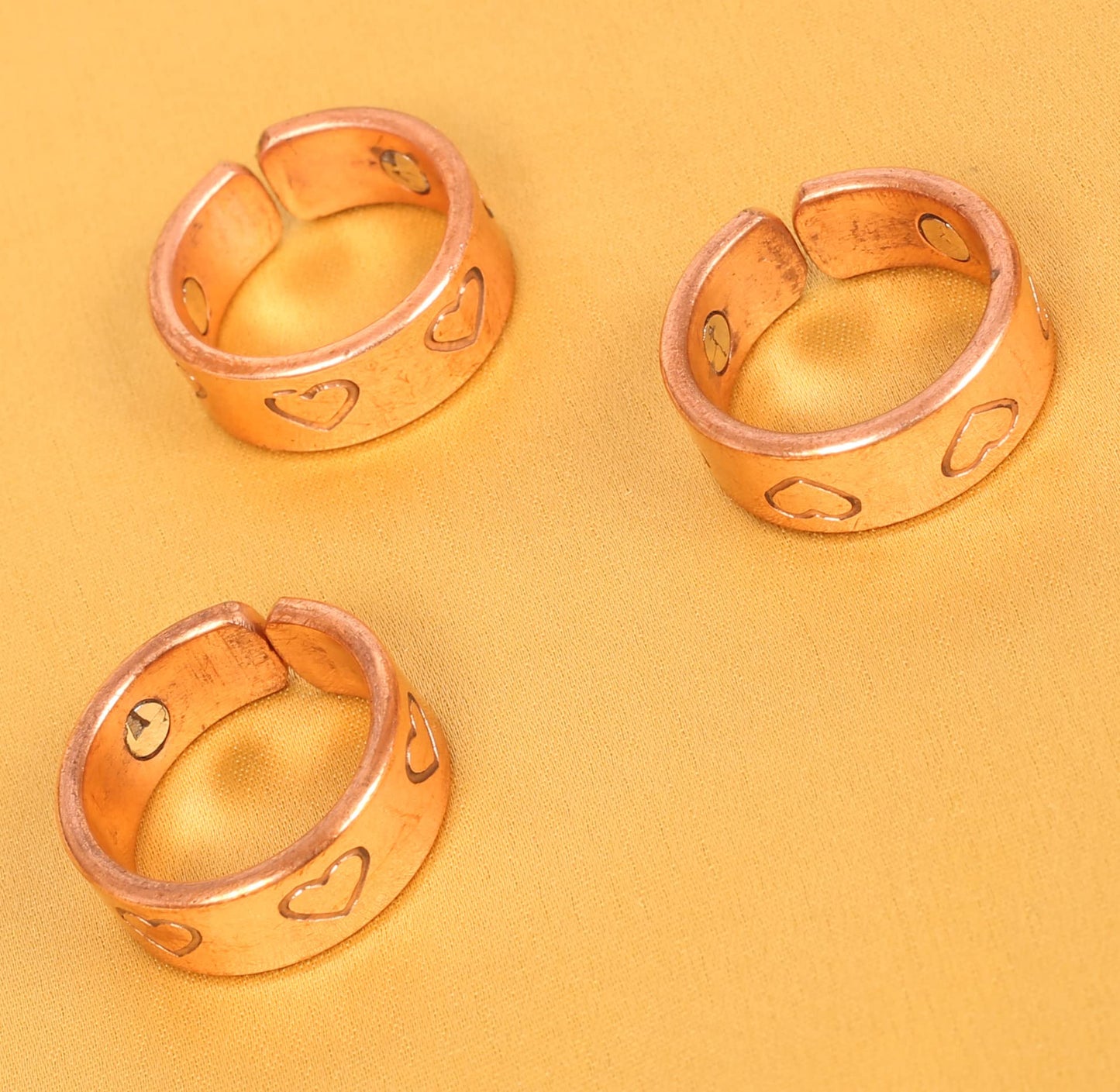 Touchstone Handcrafted By Indian Skilled Artisans Durable Pure Copper Symbolic Love Heart Shape Magnetic Ring In Natural Tone