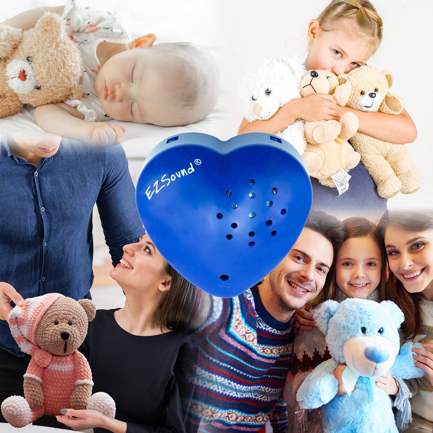 EZSound Voice Recorder for Teddy Bear | 30 sec Voice Box for Stuffed Animal | Personal Recordable Button | Custom Build a Bear Heart for Plush, Gifts, Messages, Kids | Music Sound Module with Speaker