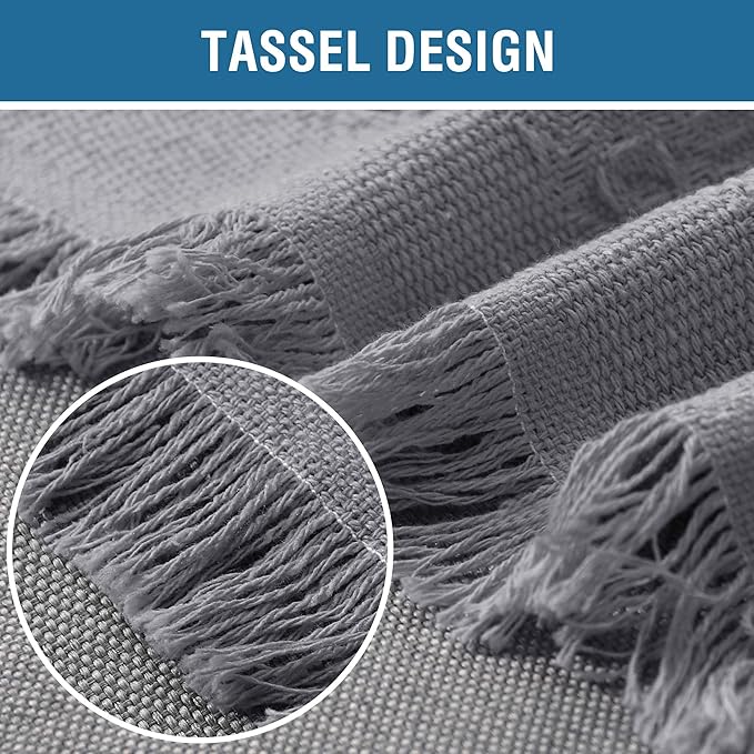 H.VERSAILTEX Cotton Sofa Covers Couch Cover Sofa Slipcover for Most Shape Sofas, Feature Thick Woven Jacquard Seamless with Tassels, Multi-Use Decorative for Couch (X-Large: 71" x 118", Grey)