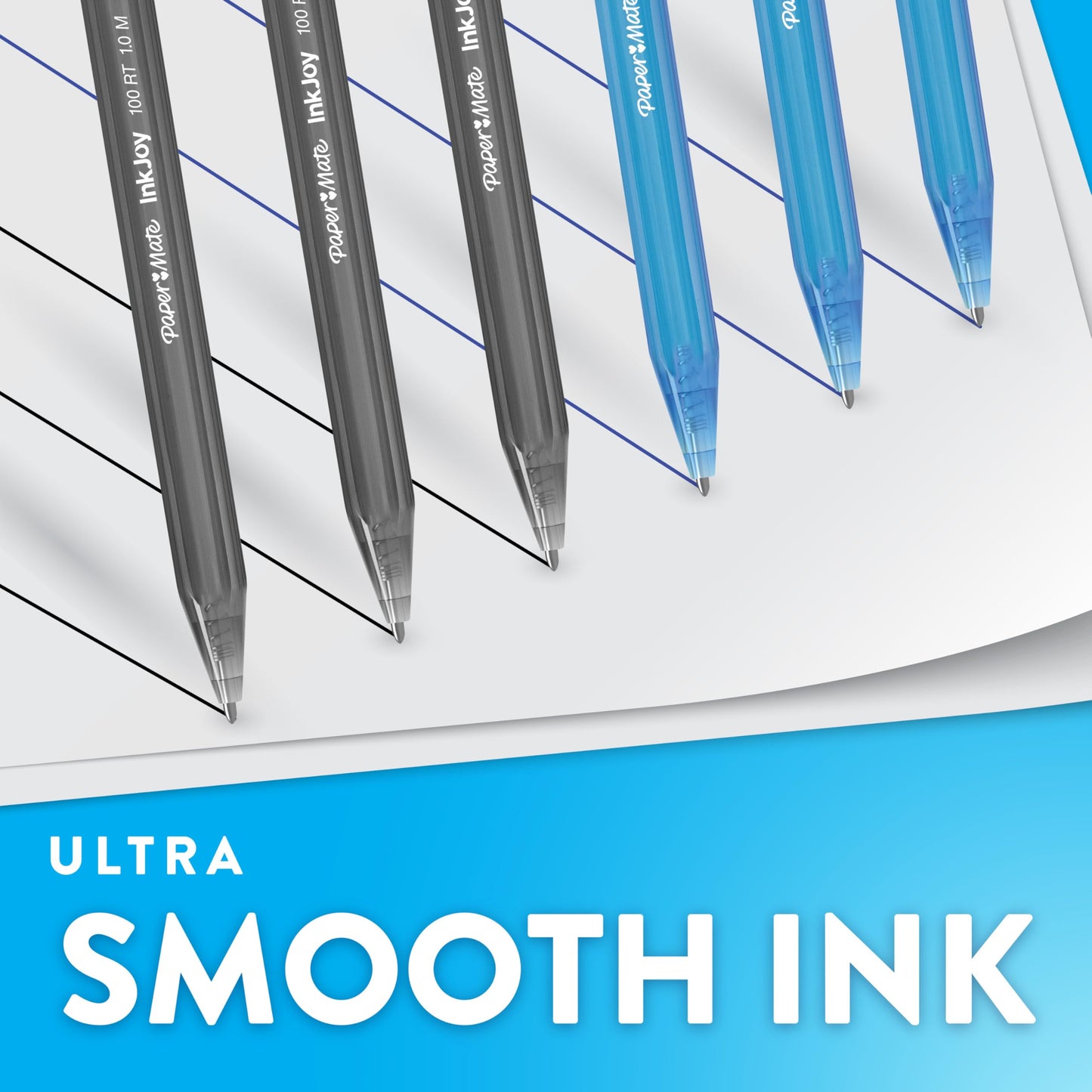 Paper Mate InkJoy 100RT Ballpoint Pens, Medium Point (1.0mm), Black & Blue Ink, 72 Count - Bulk Pack for School, Home, Office, College, Note-Taking