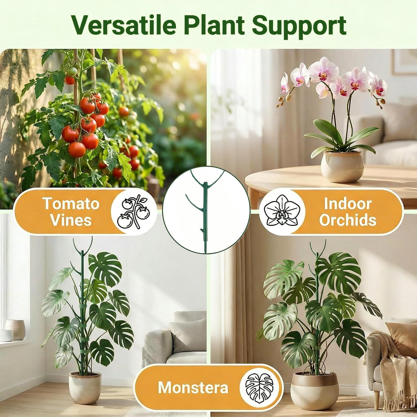10 Pack Stackable Monstera Plant Support Stakes for Indoor & Outdoor Plants,Plant Support Structures for Climbing and Potted Plants,Plant Sticks for Vine Training & Stem Stabilization
