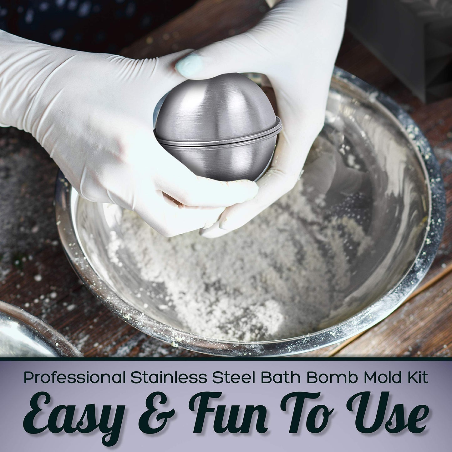 Stainless Steel Bath Bomb Molding Set-3 Metal Round Bath Bomb Molds (6 Half Spheres)- DIY Professional Molds for Fizzy Bombs: Instructional Pamphlet, E-Book & Mesh Storage Bag- Starter Kit