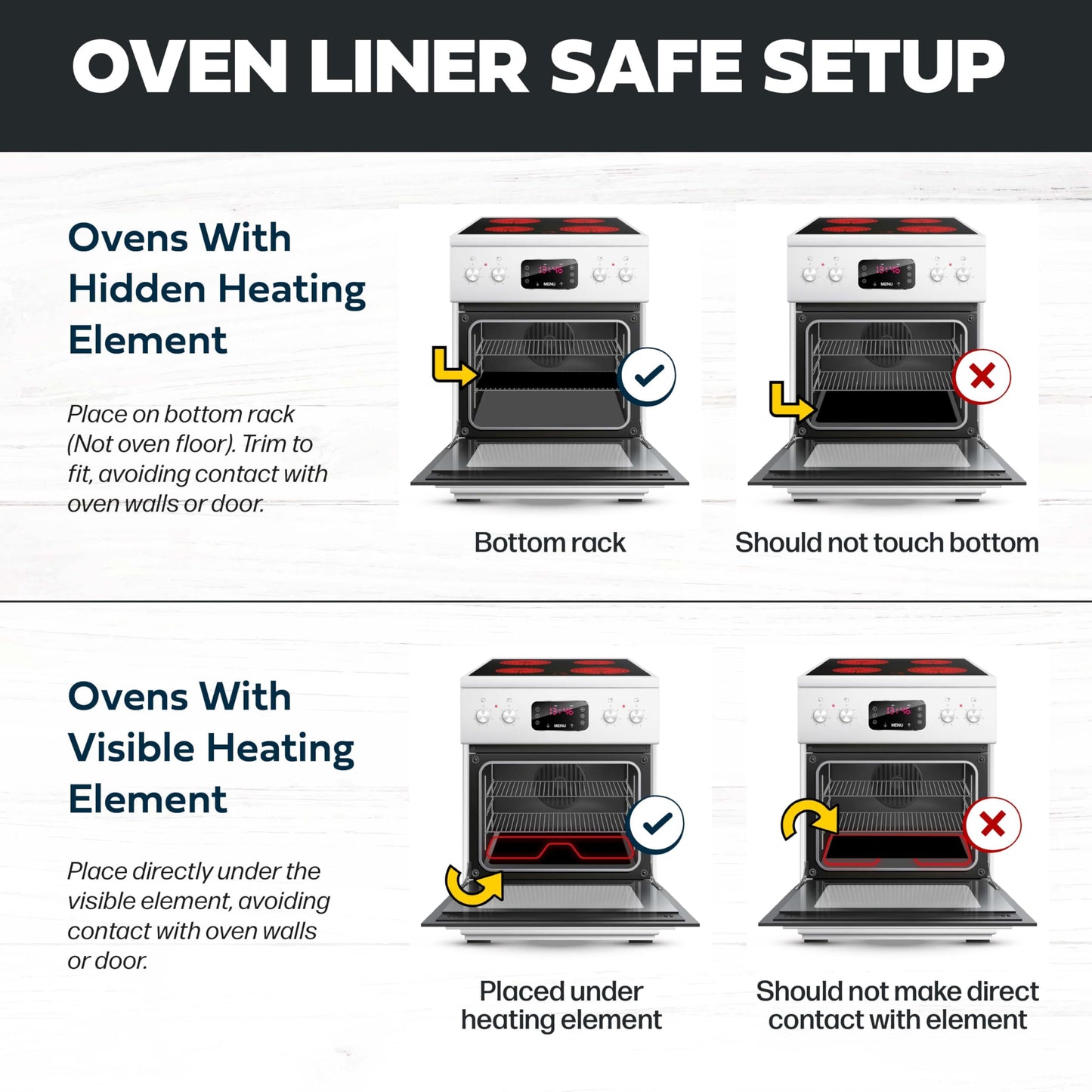 Cooks Innovations Non-Stick Oven Protector Mat - 2 Heavy Duty Nonstick Oven Rack Liners to Protect Convection, Electric, Gas, & Microwave Ovens - BPA & PFOA Free Heat Resistant Baking Mat