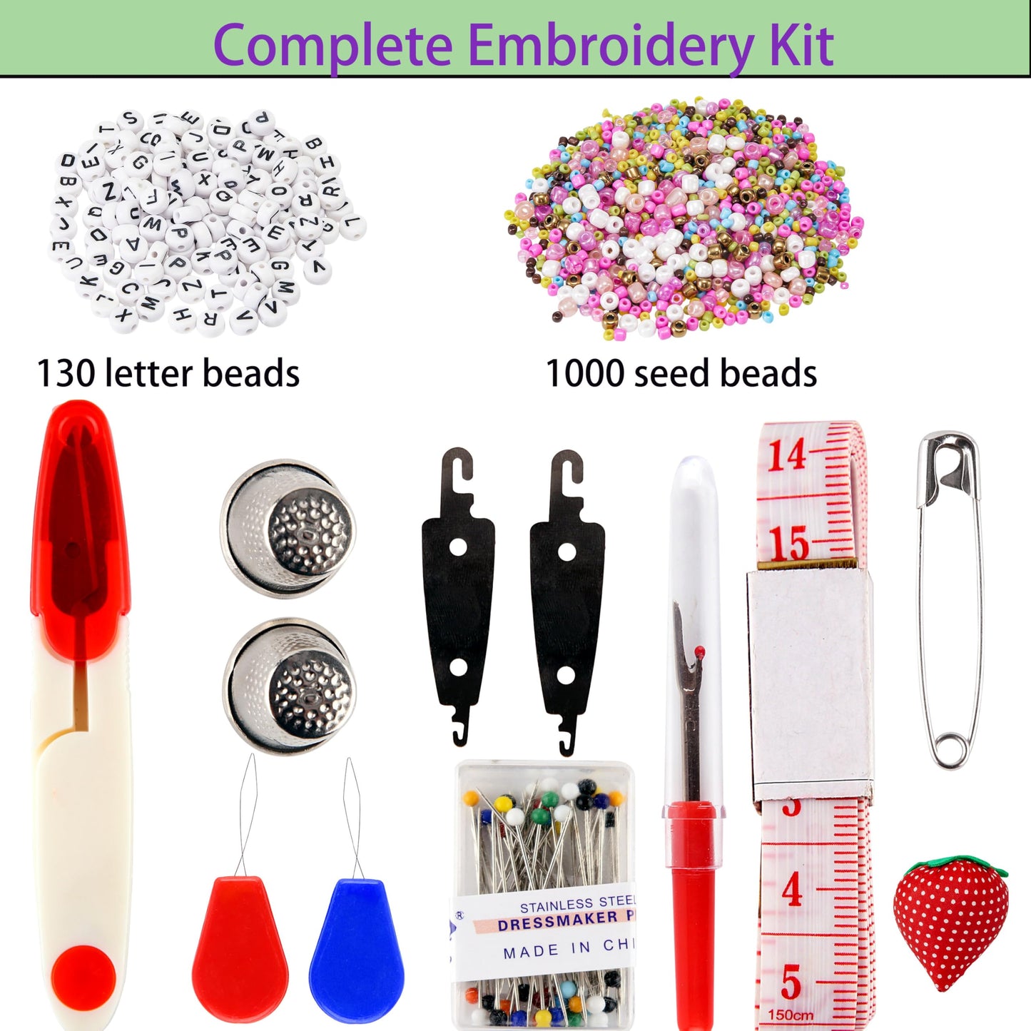 XMZCOLA Embroidery kit for Beginners Adults,1200 Pcs + Friendship Bracelet String Kits with Storage Box,95 Colors Embroidery Thread and 1000 Crafts Beads,Embroidery Floss and Accessories