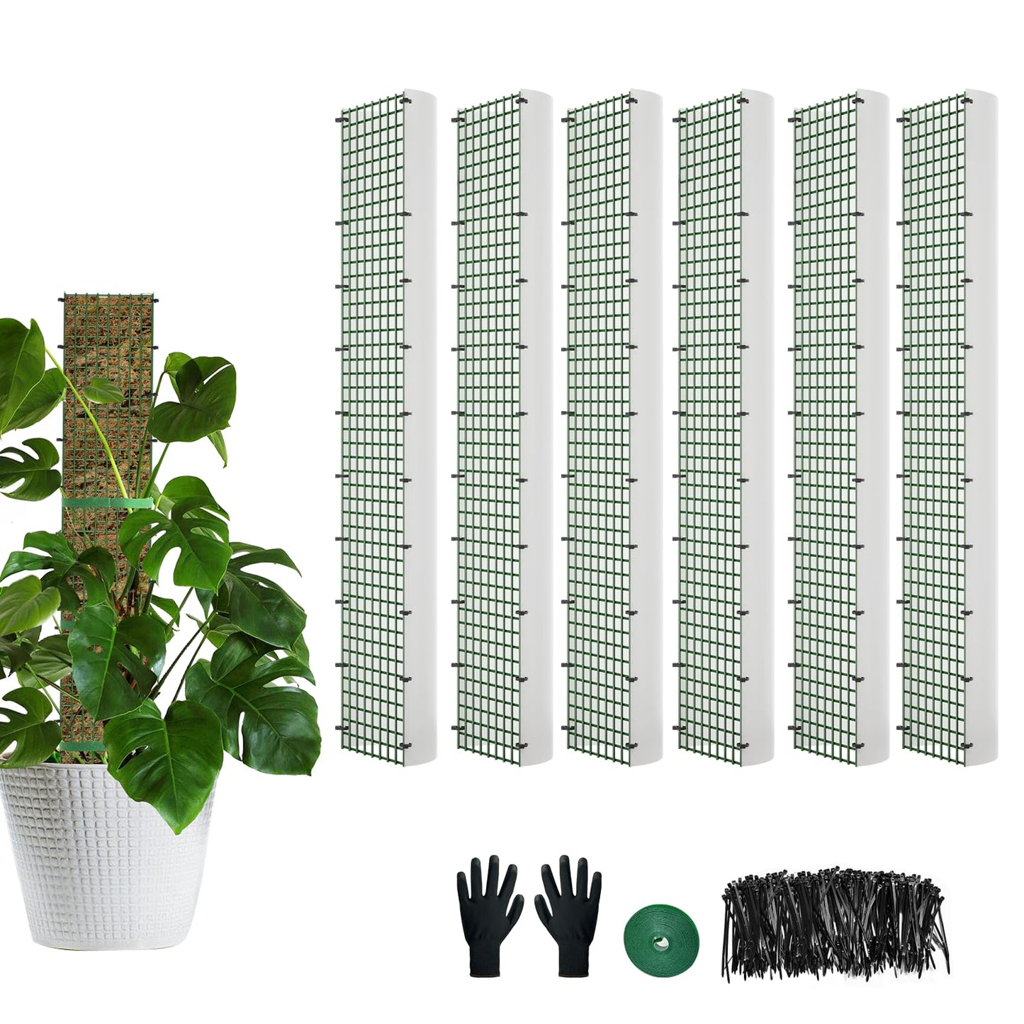 60"/40"/24" Metal Moss Pole, D Shape Sphagnum Moss Pole, Moss Poles for Climbing Plants, Monstera, Indoor Climbing Plants (4Pcs 24")