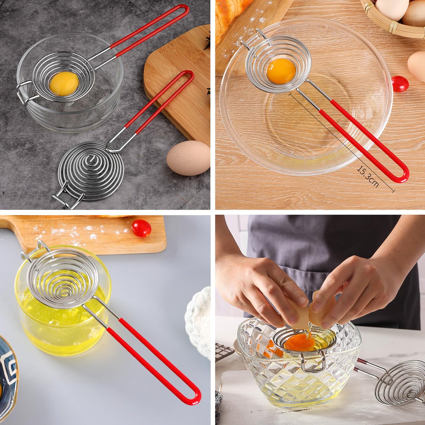 Egg Separator Food Grade Stainless Steel Egg Yolk White Separation Tool 2Pcs