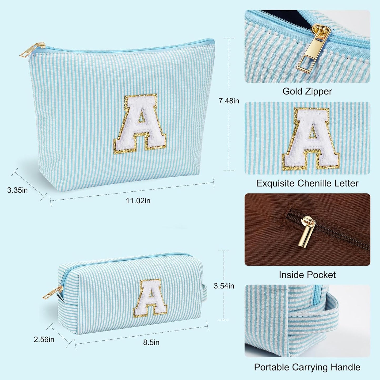 YOOLIFE Birthday Gifts for Women Her - Personalized Cute Initial Cosmetic Makeup Pouch Make Up Travel Bag for Mothers Day Gifts Teacher Sister Friend Girlfriend Mothers Day Gifts for Mom D