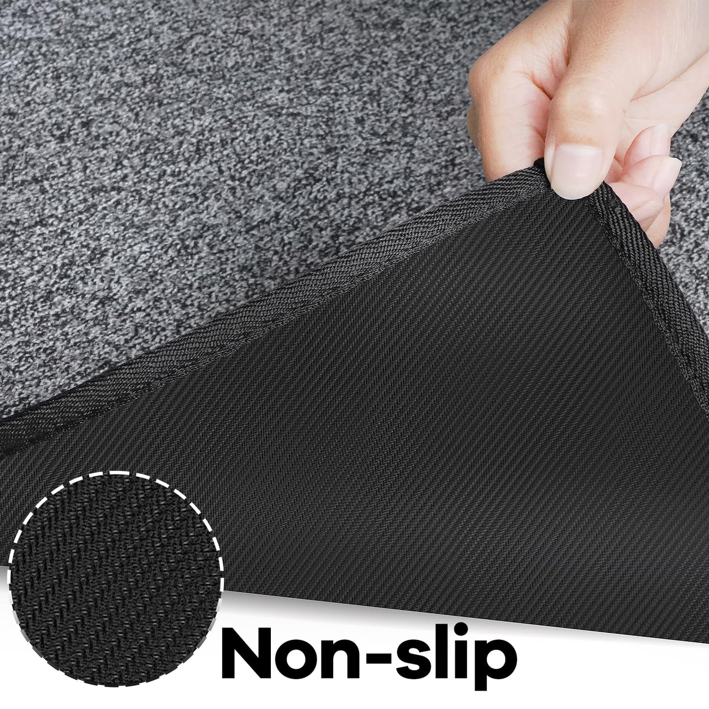 AREDO Runner Rug with Non Slip Rubber Backing, Washable Soft Floor Carpet for Kitchen, Hallway, Entryway Indoor, Bedroom, Laundry, Low Pile Area Rugs, Solid color with Pointillism style, 2*6 ft BLACK