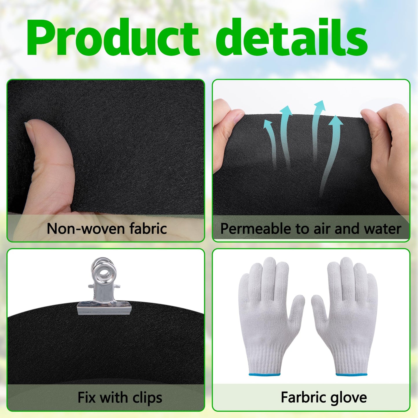 Mizelu 2 Sets 4 x 2 x 1 ft Raised Garden Bed Liner Bag, Breathable Grow Bed Fabric Liners with Clips and Gloves, Garden Box Non Woven Bag for Outdoor Plants Growth Keep Soil Isolation (No Garden Bed)