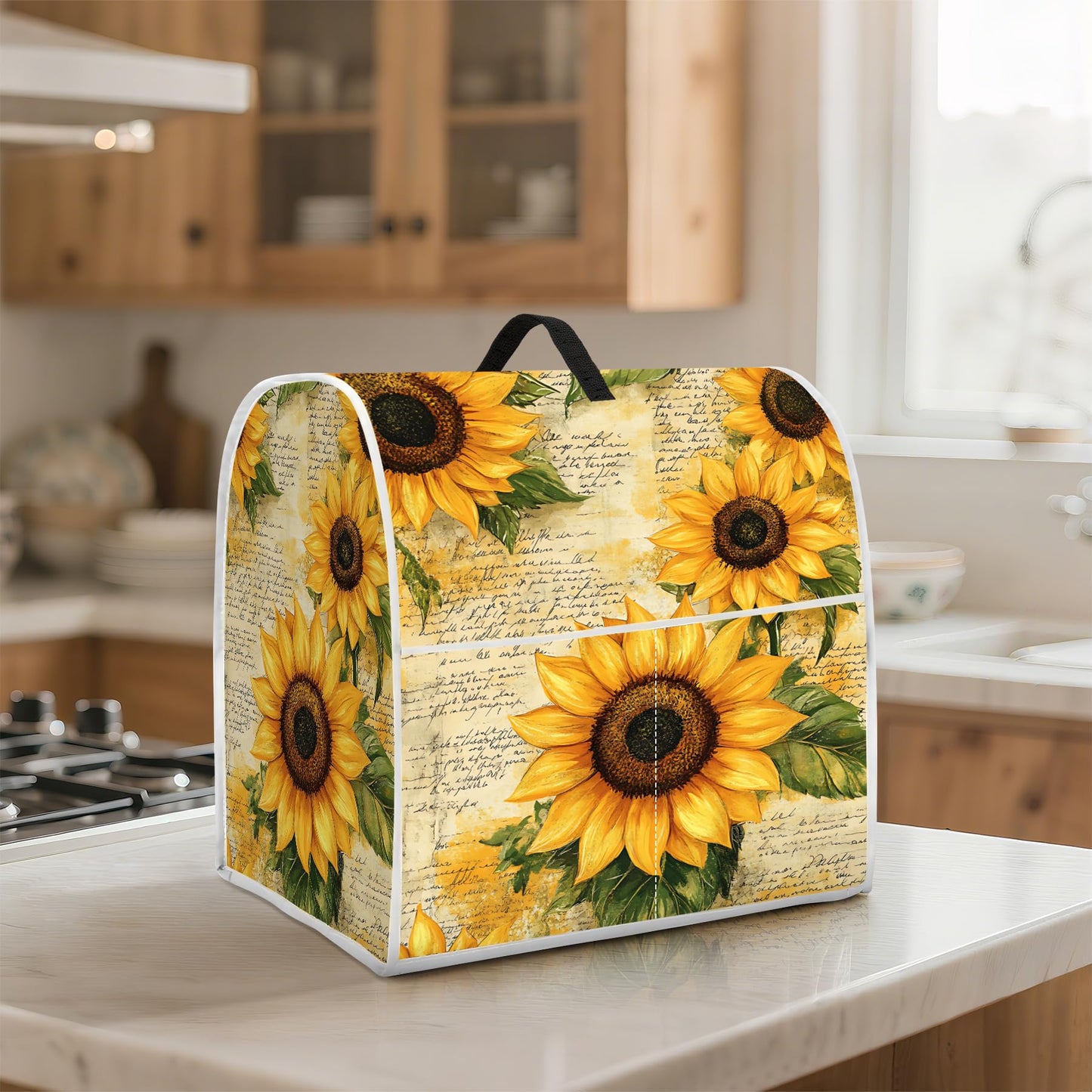 6-8 Quart Kitchen Stand Mixer Dust Cover, Kitchen Appliance Protective Covers with Top Handle and Pocket, Sunflower bouquet