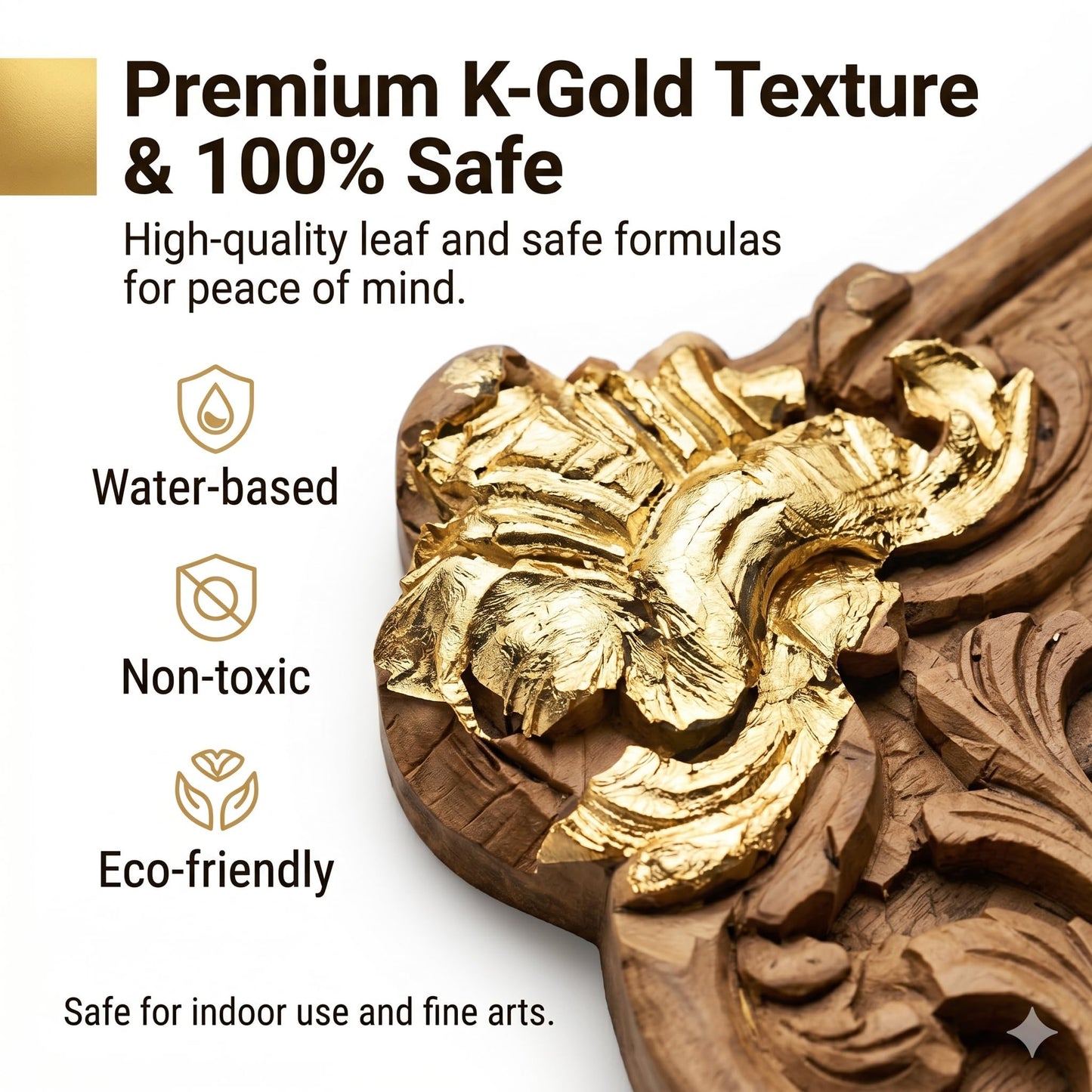 Snailmart Gold Leaf Kit, 100ml Water-Based Metal Leaf Glue and 100ml Protective Varnish, Gold Leaf Sheets 100 pcs, 2 Brushes, for Craft, Painting and Arts