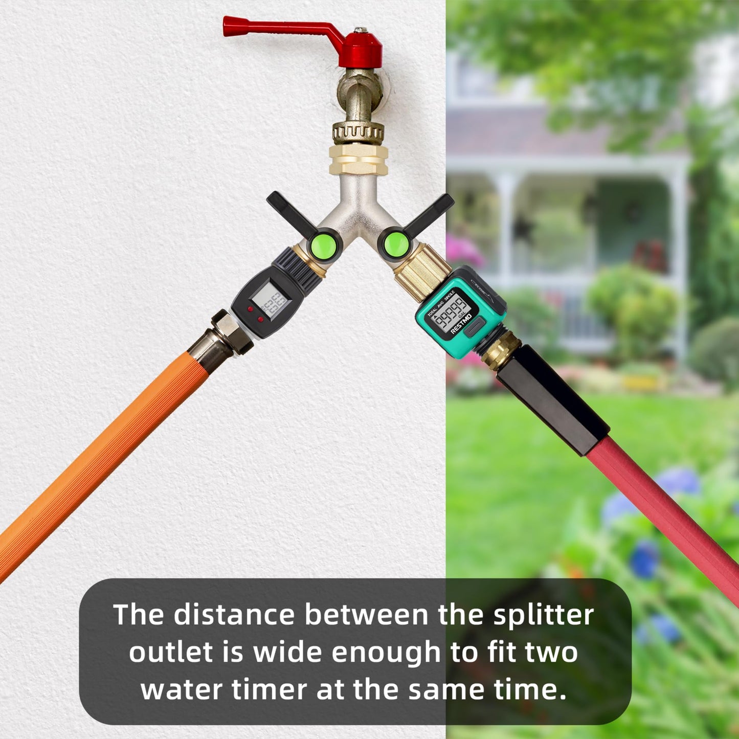 DINGBAI Hose Splitter,Garden Hose Splitter 2 Way,Y Adapter for Water Hose, Faucet Splitter, 2 Way Heavy Duty Brass Splitter，Outdoor Faucet Splitter,with Long Handle.