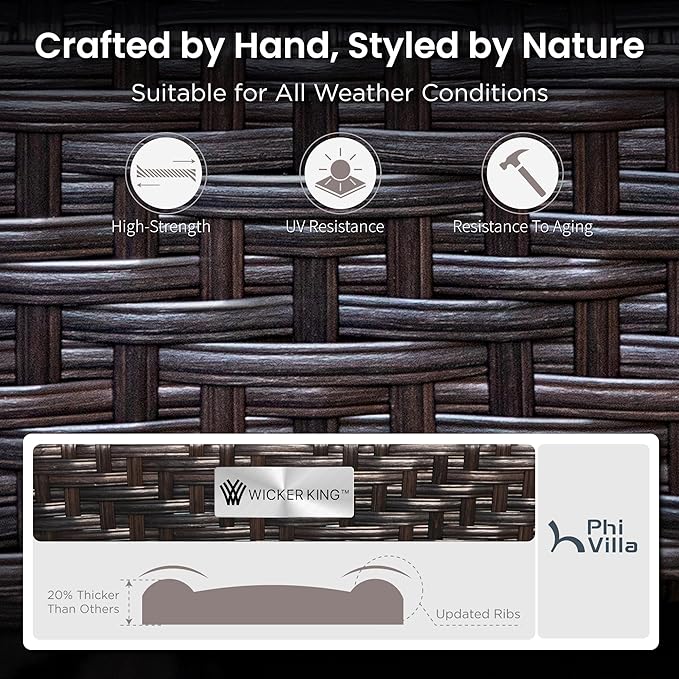 Patio Furniture Set with 56" Fire Pit Table, Premium Outdoor Wicker Metal Frame Furniture with Upgraded Waterproof Thick Cushions for Porch, Poolside, Deck, and Yard