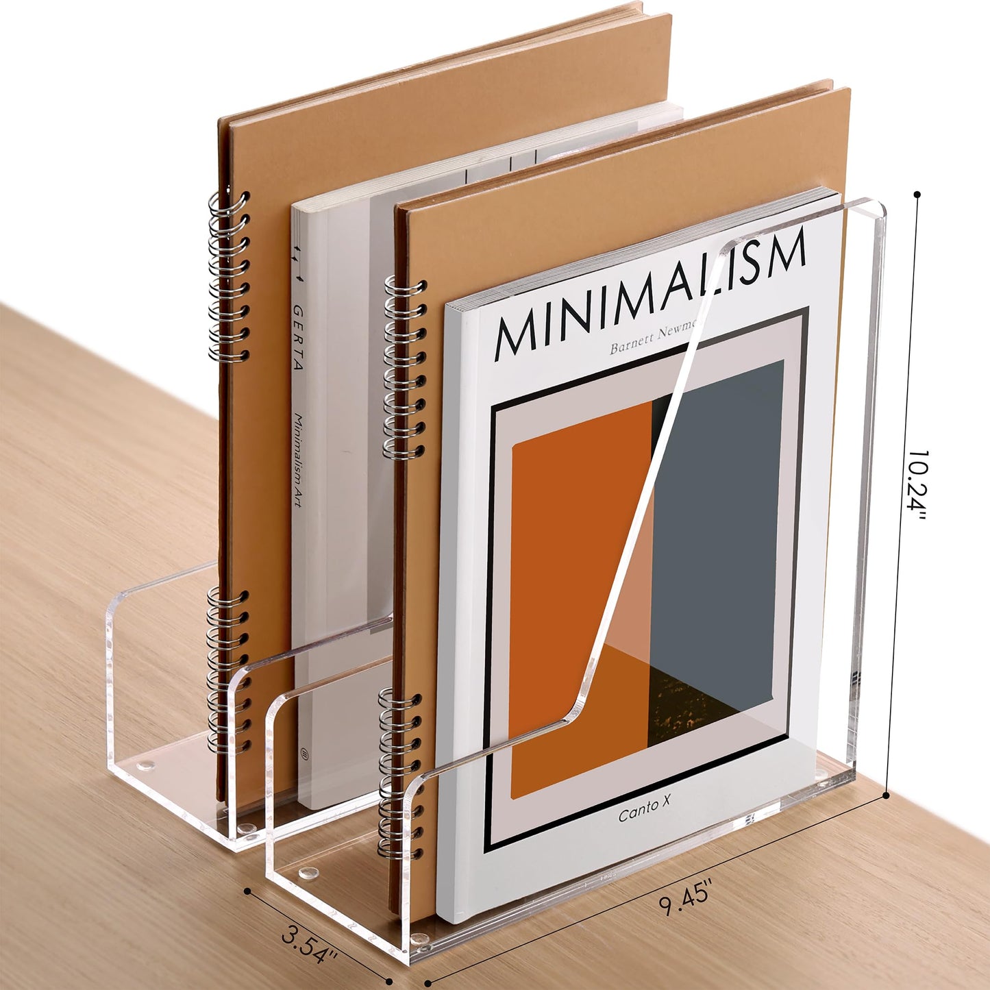 SANRUI 2-Pack Acrylic Magazine File Holder Desk Organizer Magazine Rack, Clear, Vertical File Sorter Holders, 9.45" D x 3.54" W x 10.24" H