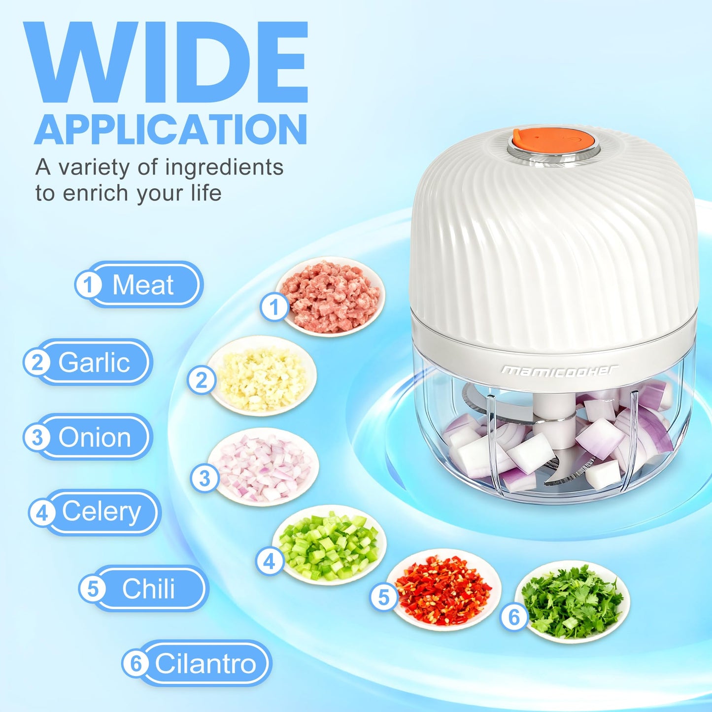 Electric Garlic Chopper, Mini Portable Veggie Chopper, 250ML Garlic Grinder Masher Onion Grinder, Blender to Vegetable, Wireless Food Processor for Ginger, Chili, Fruit, Meat, etc