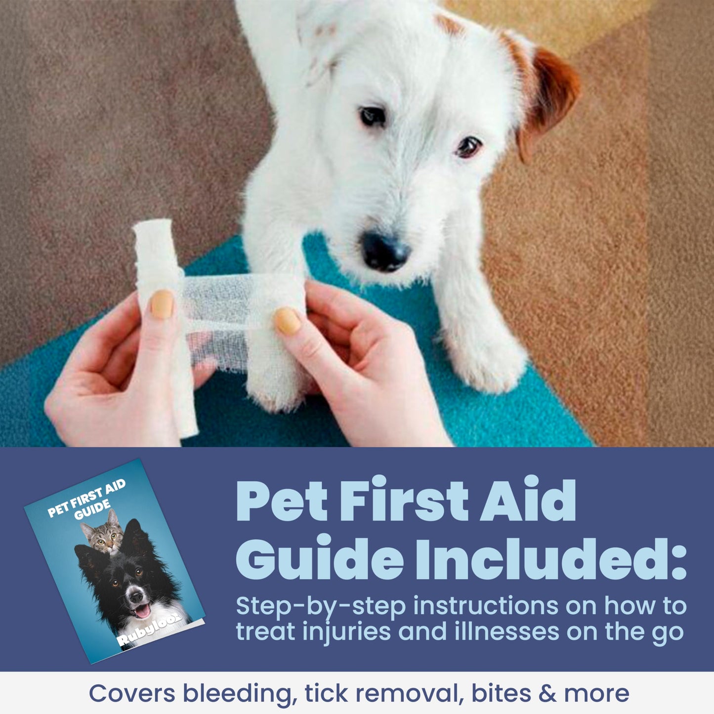 Dog First Aid Kit - Vet Approved Emergency Supplies - Pet First Aid Kit Guide, Tick Remover, Thermal Blanket & More - Compact Dog Gear for Hiking, Camping & Backpacking (Travel Pack)
