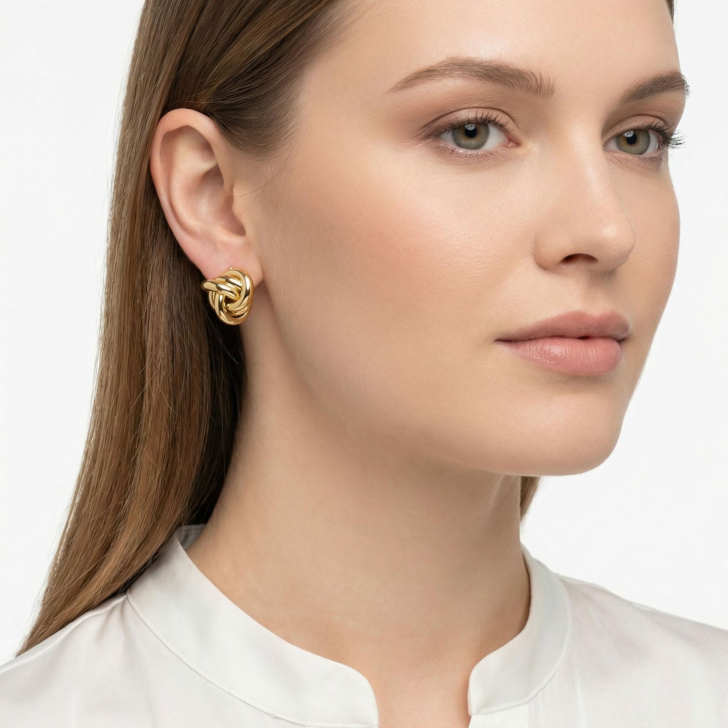 Gold Plated Knot Earrings 14K Gold Link Drop Dangle Earring Lightweight Trendy Earring for Women