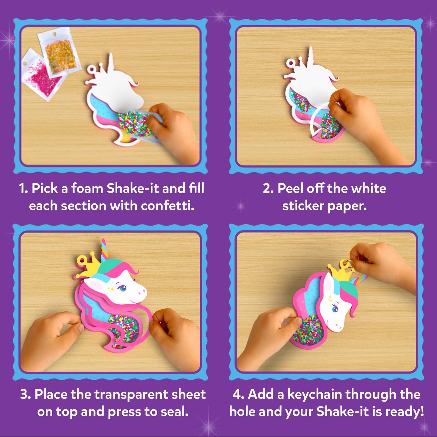 Skillmatics Shake-its – Glitter Craft Kit for Kids, DIY Arts & Crafts with Keychains, Mess-Free Activity, Unicorns & Princesses, Travel Toy, Birthday Gift for Girls & Boys Ages 4, 5, 6, 7, 8, 9