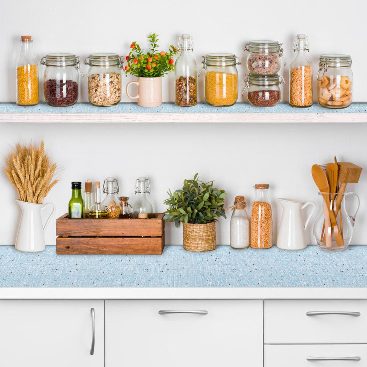 Bulk Shelf Liner 18" W x 288" L Cupboard Liner Shelving Paper for Cabinets and Drawers Pantry Shelf Liners for Kitchen Cabinets Non