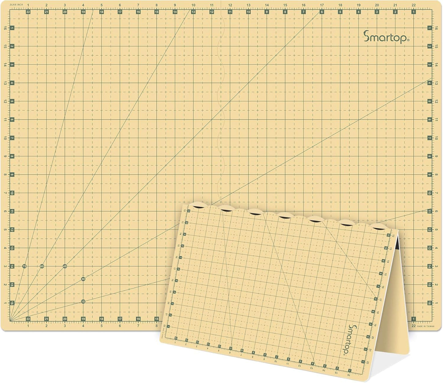 SMARTOP 24"x18" Self Healing 3 Layer Folding Cutting Mat, Non-Slip Non-Reflective, Great for Crafts, Quilting, Sewing, Scrapbooking Molandi Yellow (Molandi Yellow)