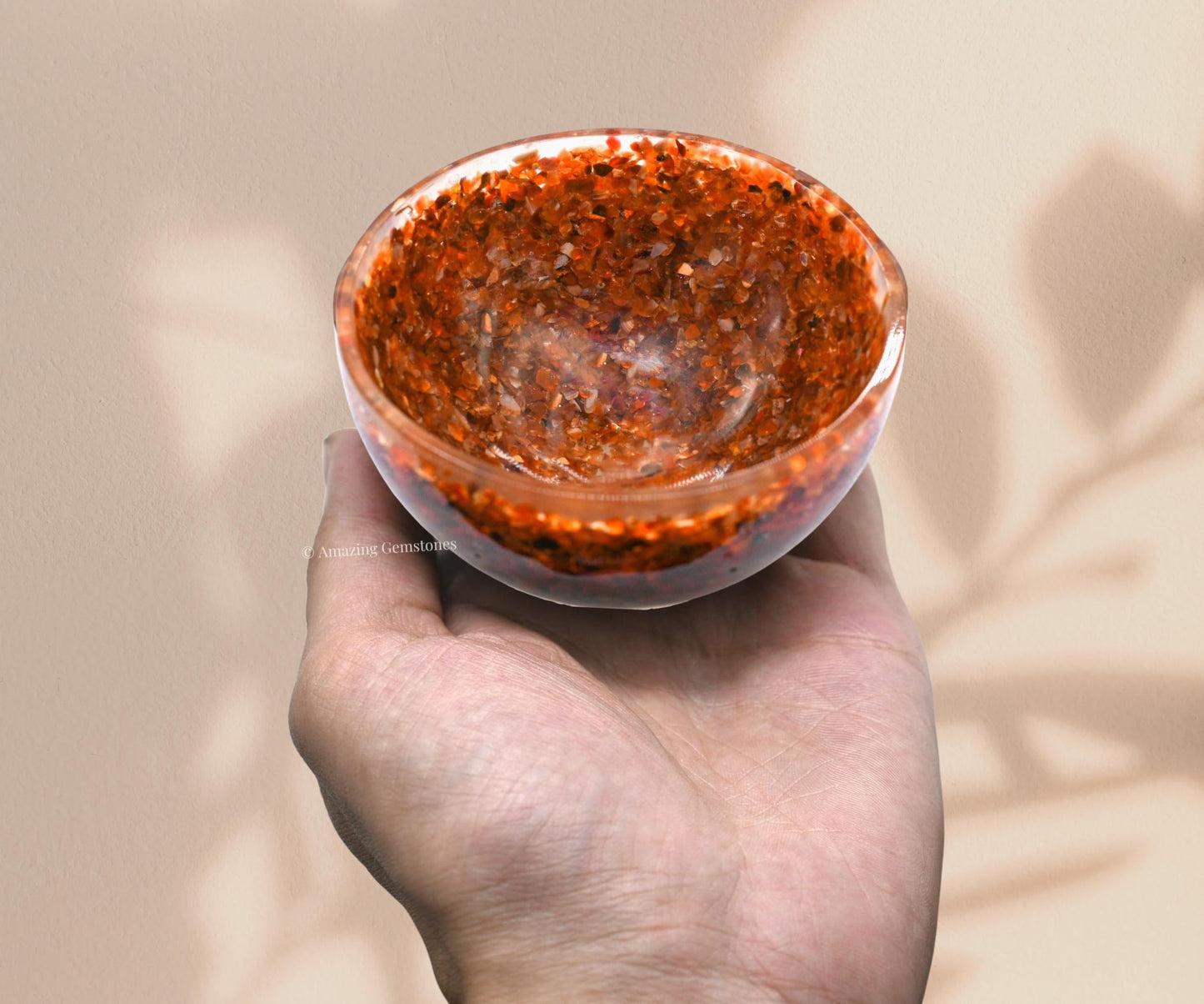 Amazing Gemstone Carnelian Orgonite Orgone Crystal Gemstone Bowl - 3" Orgonite Carnelian Crystal Bowl for Meditation, Crystals and Healing Stones Gift and Protection
