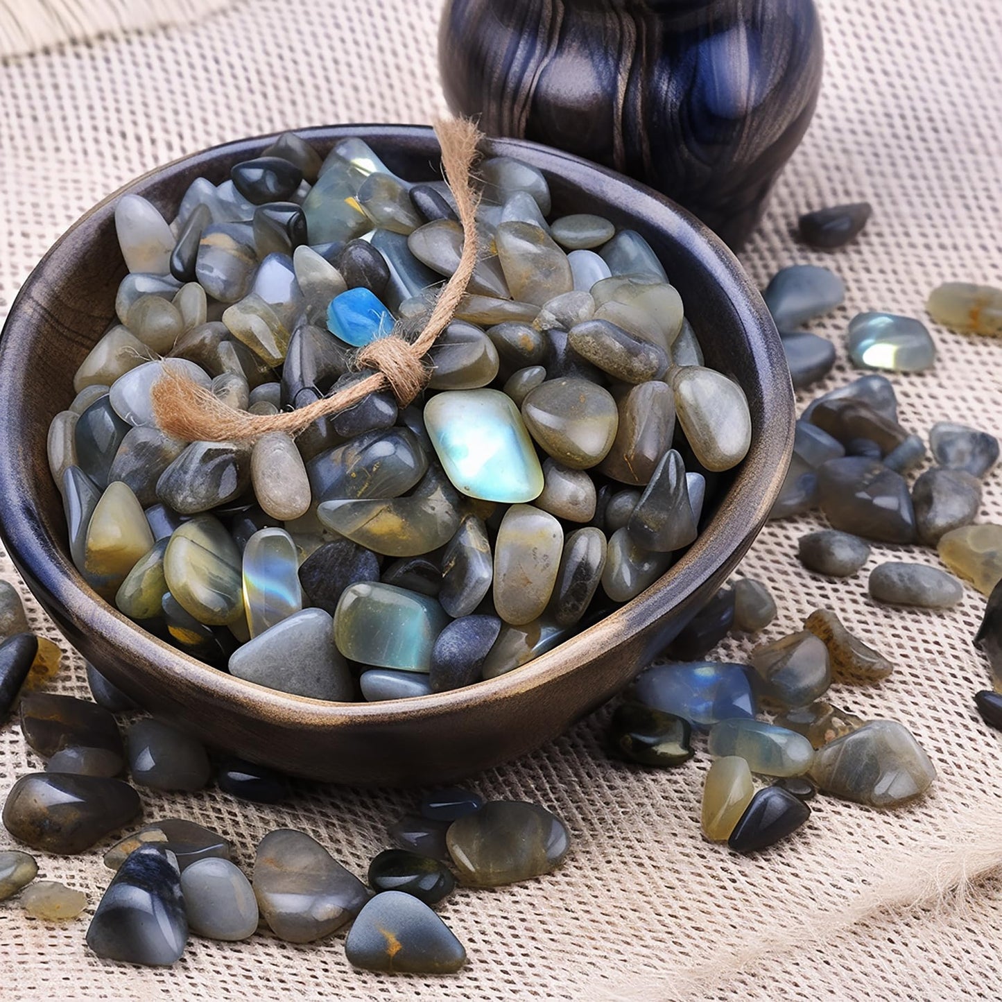 SigMntun Polished Labradorite Crystal Chips 200 Pcs - 0.3" 10 Ounces Tumbled Stone Rock Jasper Agate Chips Crushed Sea Glass Stones Healing Reiki Crystal Making Home Decoration
