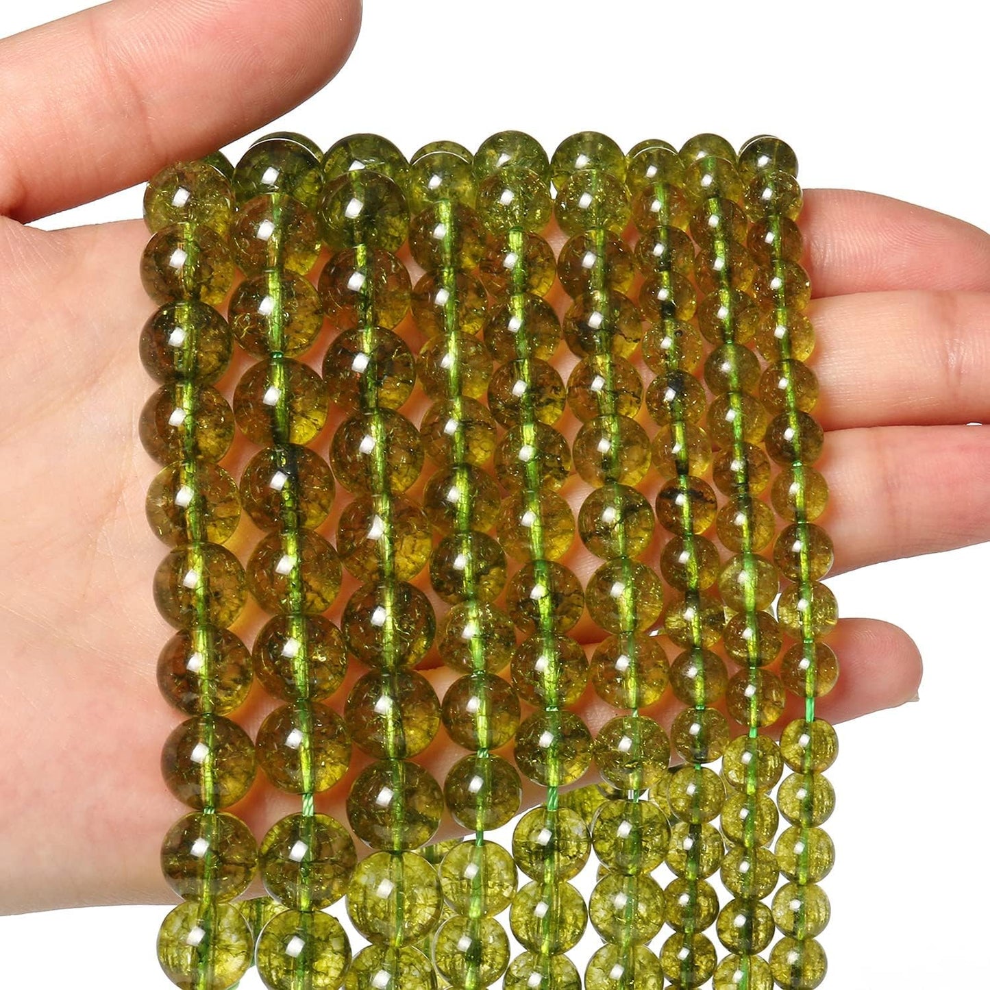 About 60pcs 6mm Natural Stone Beads Peridot Beads Crystal Gemstone for Jewelry Making, DIY Bracelet Necklace