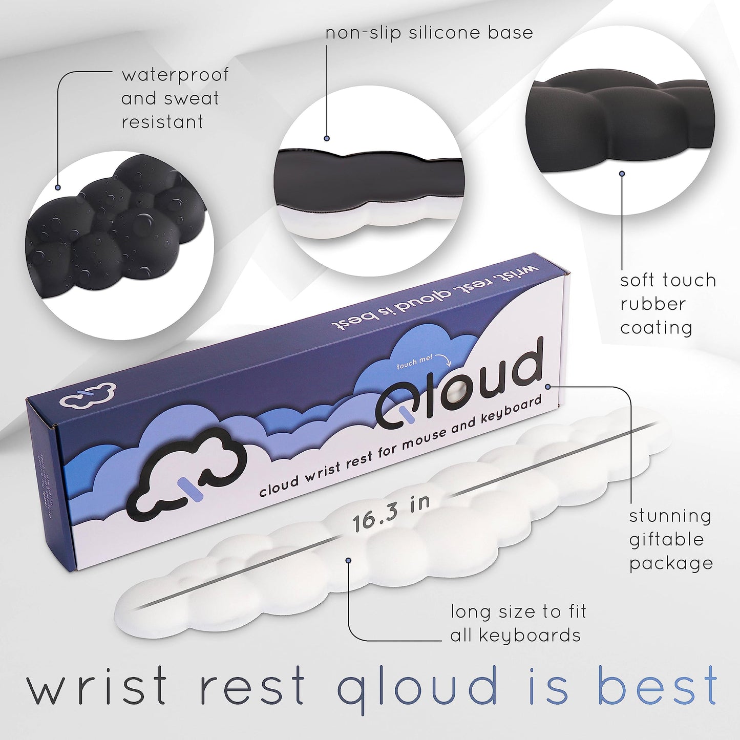 Purple Cloud Keyboard Wrist Rest – Create-ables Qloud Purple Wrist Rest for Computer Keyboard and Mouse, Ergonomic Memory Foam Wrist Pad with Non-Slip Base, Includes Cloud Mouse Pad