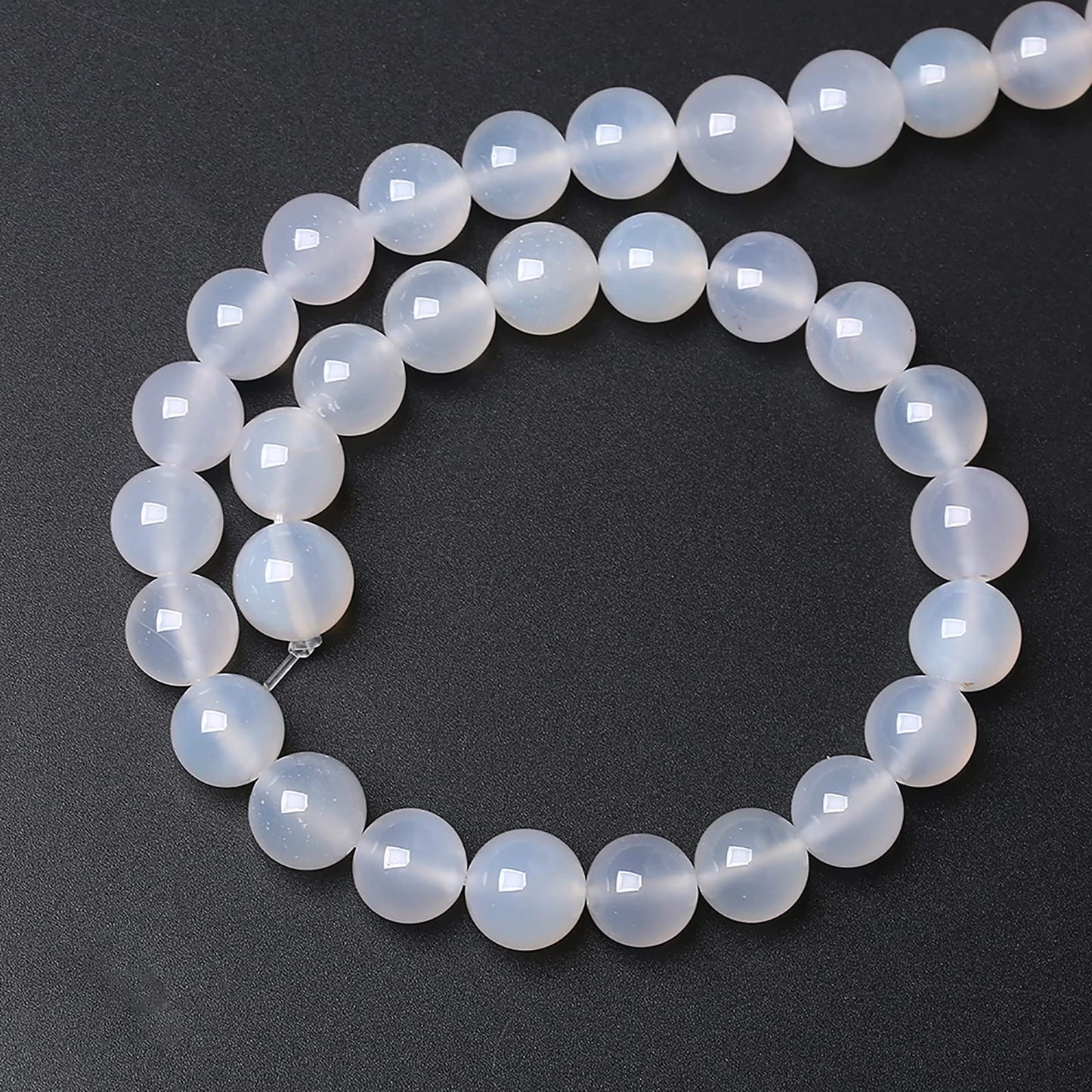 10mm 36pcs 7A Natural White Agate Stone Beads for Jewelry Making DIY Bracelet Necklace Accessories Crystal Energy Healing Power Stone Beads(White Agate, 10mm)