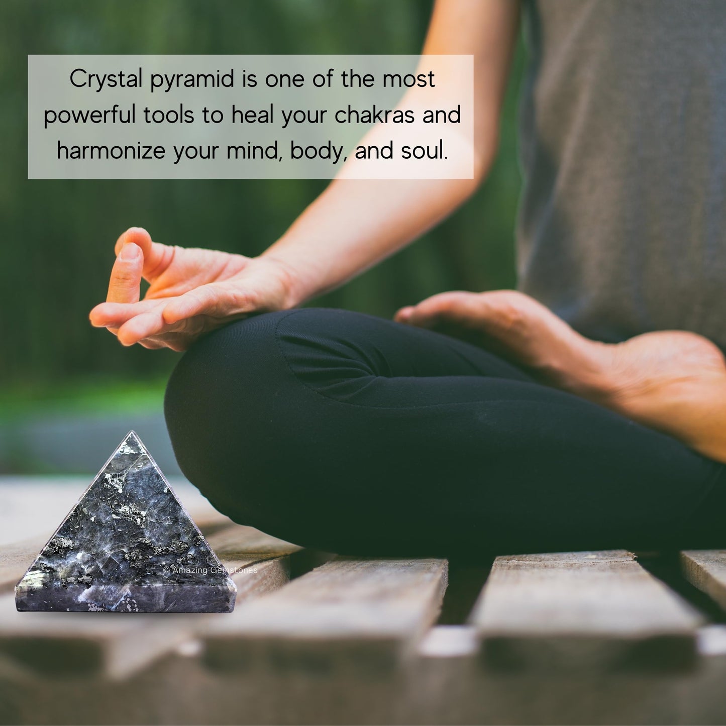Amazing Gemstone Larvikite Pyramid Crystal Healing Stones - 1.5" Great Pyramid Figurine of Natural Stone Pyramid for Meditation, Reiki, Chakra Balancing and Crystal Pyramids Grid