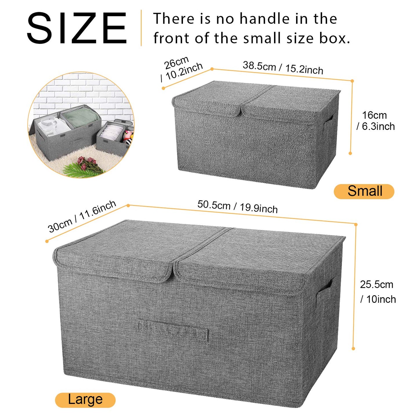 Valease 2 Pack Large Storage Boxes with Lids and Handles, Collapsible Linen Storage Bins Organizer Containers Baskets Cube with Removable Divider for Home Bedroom Closet Office (Pink, Small)