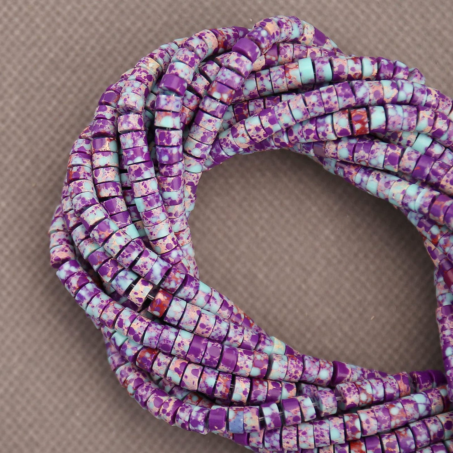 BONNY BOXX 150PCs Natural Purple Imperial Jasper Spacer Beads, Loose Semi Precious Flat Round Gemstone Heishi Disc Stone Beads for Beading Jewelry Making 4mm*2mm