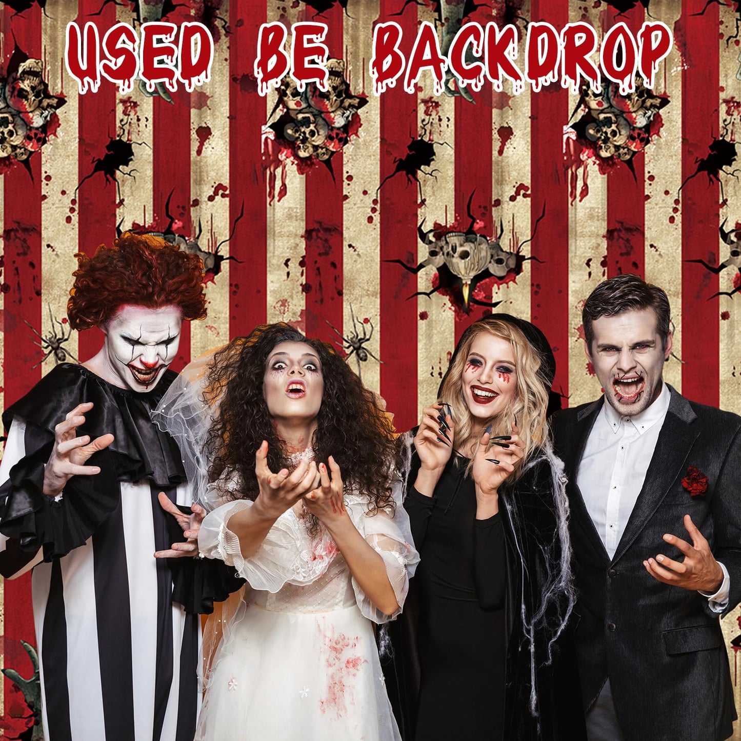 100 Ft Creepy Carnival Wallpaper, Rolls of Evil Circus Backdrop & Skull Wall Background for Haunted House Decorations