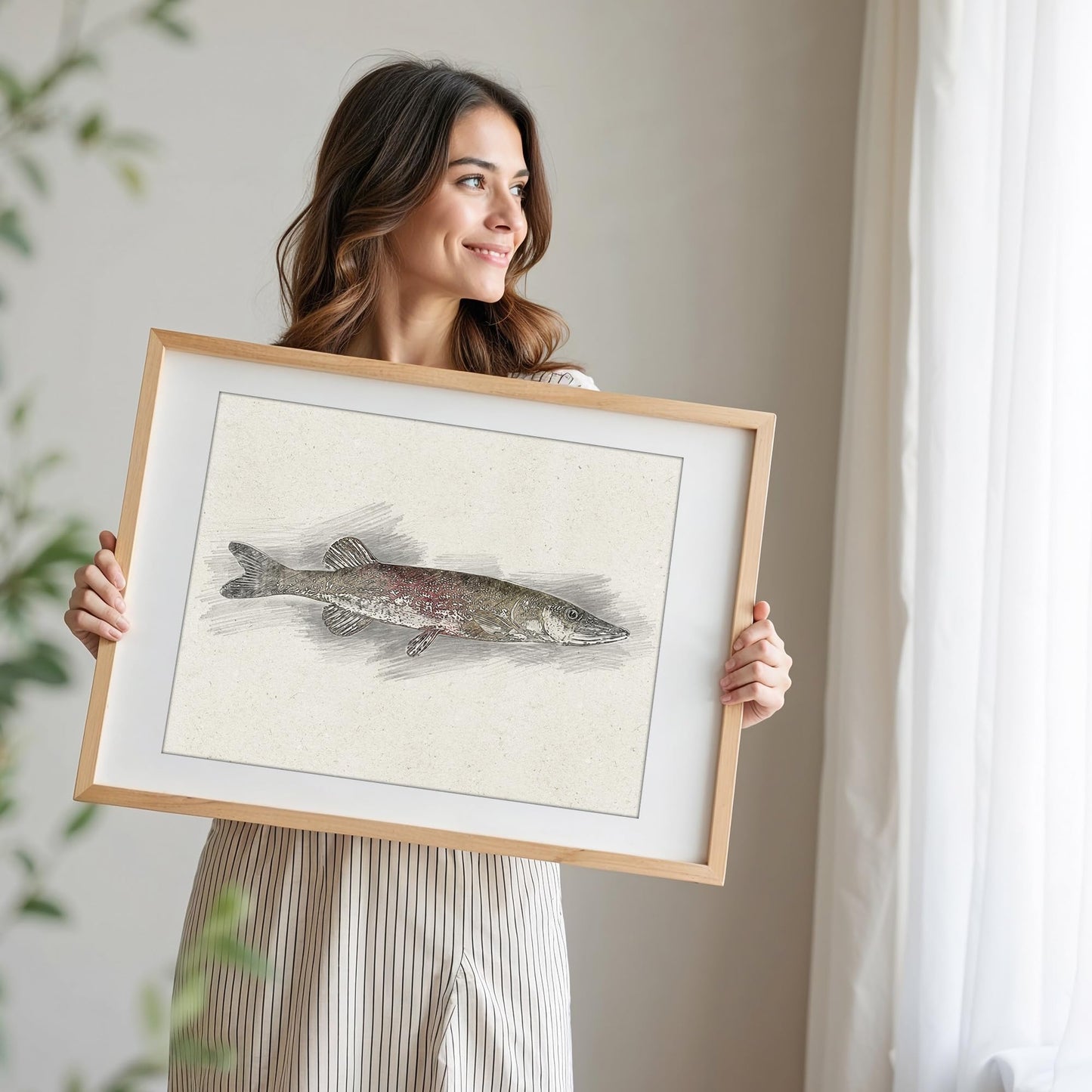 DREAM BIG PRINTABLES Fish Sketches Art Prints (Set of 6) - Unframed - 8x10 | Fishing Wall Decor for Fisherman