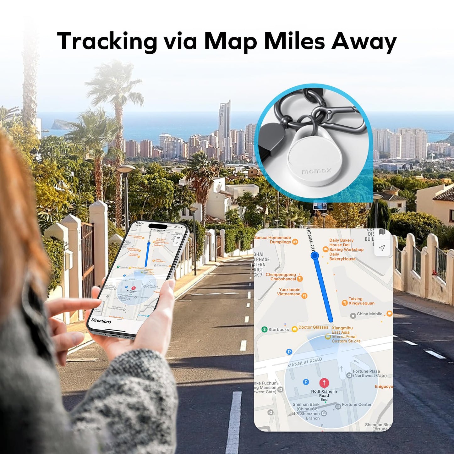 Momax Key Finder Tracker Tag - [Apple MFi Certified] Smart Bluetooth Tracking Device with Find My (iOS Only), Replaceable Battery, DIY Stickers, for Wallets, Luggage, Suitcases, Backpacks, 2 Pack