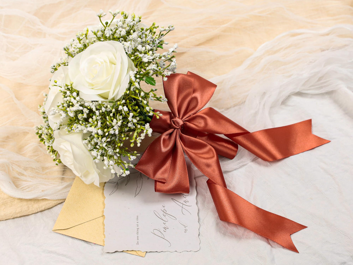 Copper Satin Ribbon 1-1/2 inch X Continuous 100 Yards, Single Face Polyester Ribbon Perfect for Gift Wrapping, Flower Bouquet, Wedding Decor, Crafts, Bow Making, Sewing and More