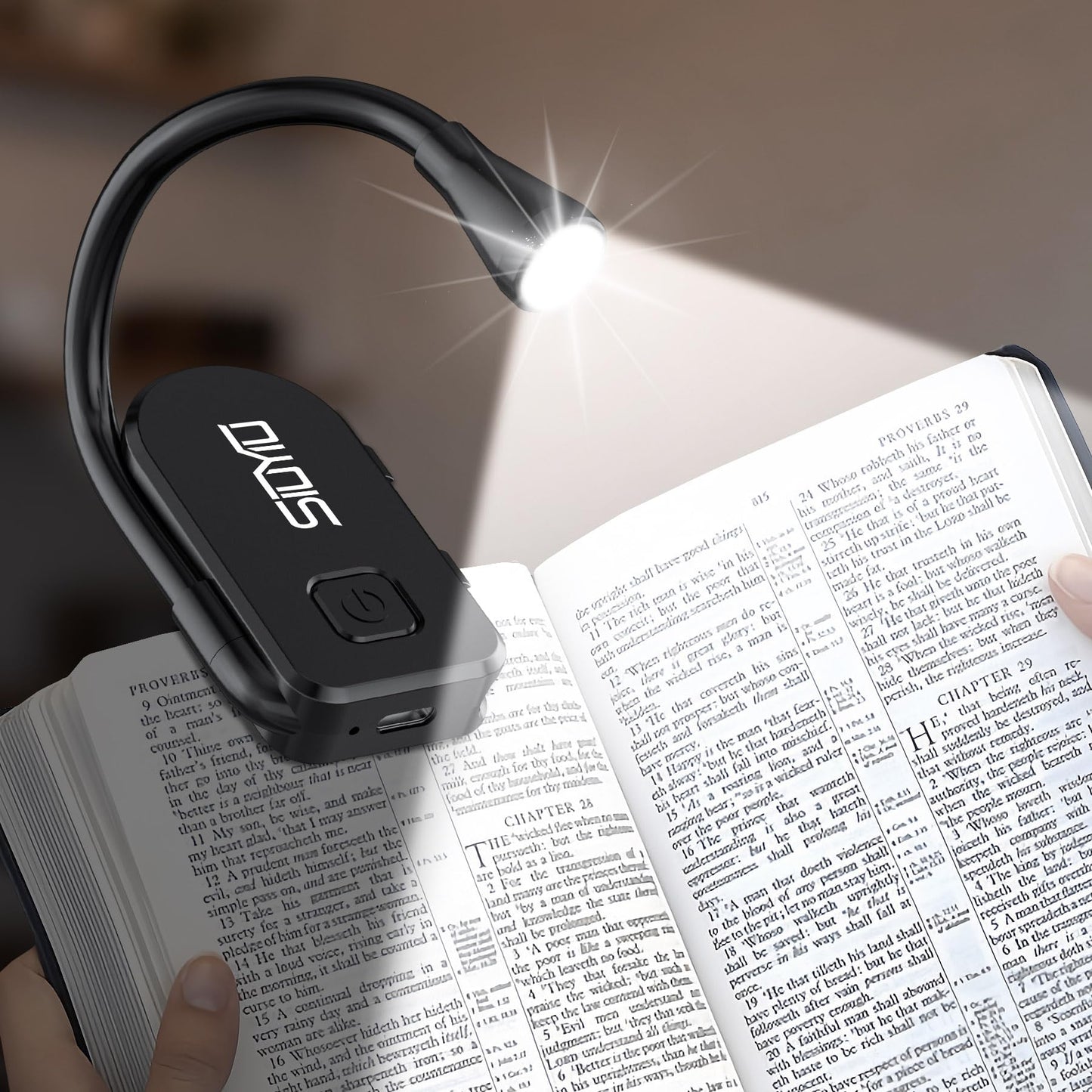 Siuyiu Extendable Book Lights for Reading at Night, Rechargeable Clip on LED Reading Light - 3 Color Temperatures with Stepless Dimming, 80 Hrs Runtime Lightweight Clip on Light for Book Lovers
