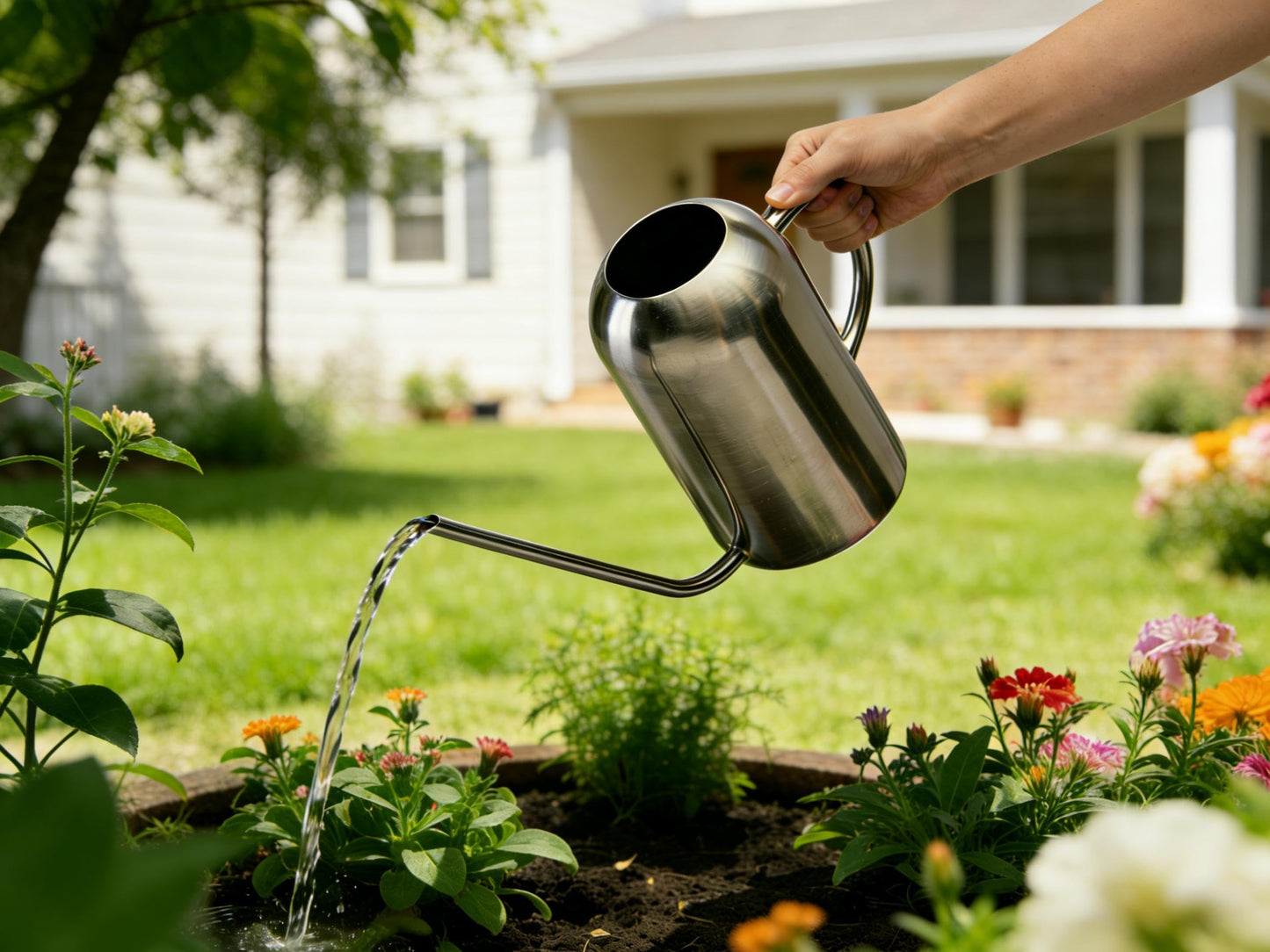 Fasmov Stainless Steel Watering Can with Long Spout Modern Style Watering Pot, 53oz/1.5L