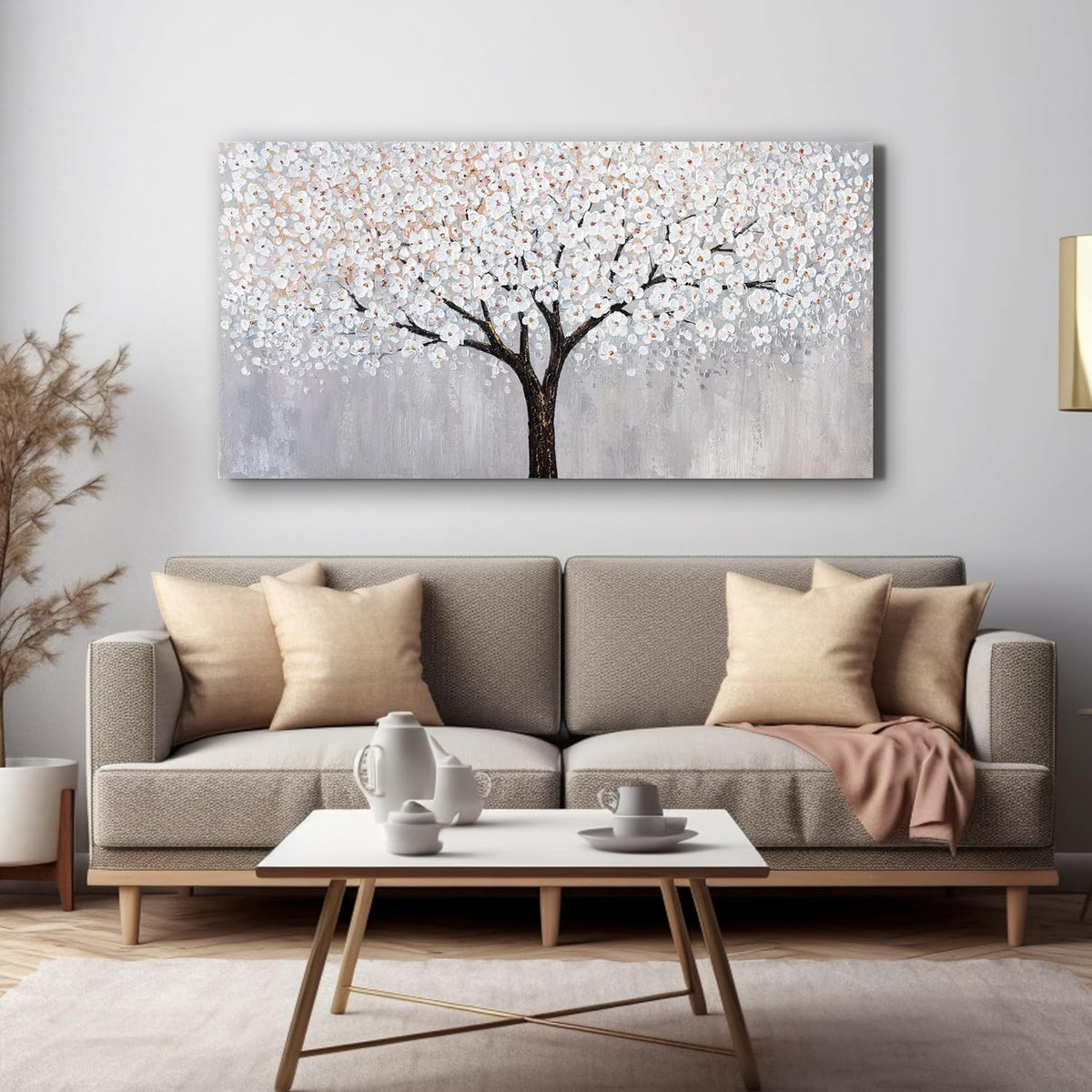 Canvas Wall Art Decor Artwork for Walls Black and White Wall Art Decor Tree of Life Wall Art for Living Room Vintage Tree Flower Wall Art Decorations Prints for Room Home Office Wall Decor 24"X48"