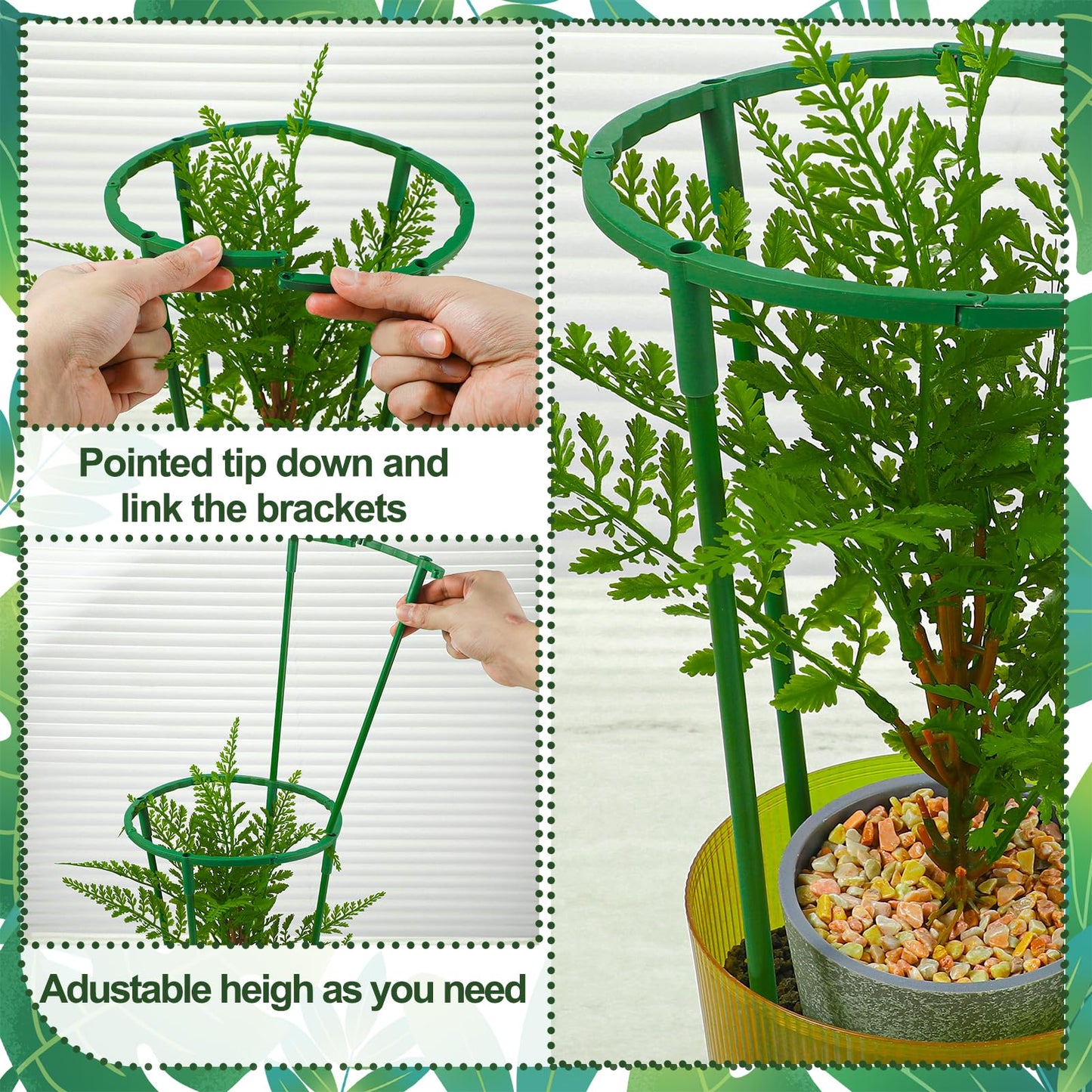 Hoemwarm 36 Pcs Plant Support Stakes, Half Round Plant Support for Indoor Plants Stackable Plant Holder Stick Plastic 9.8 Inch Plant Stakes for Tomato, Monstera, Peony, Hydrangea Climbing Plants