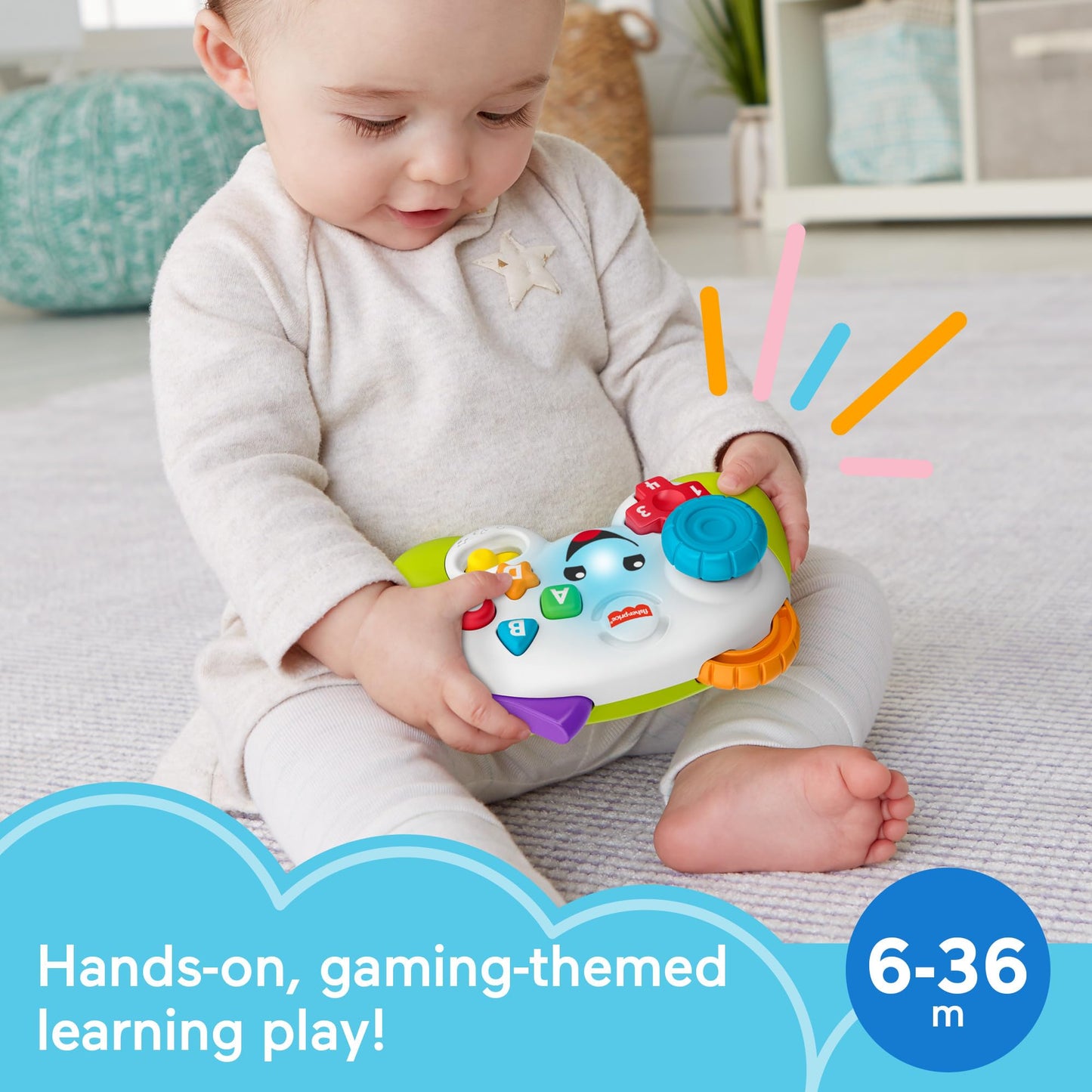 Fisher-Price Baby & Toddler Toy Laugh & Learn Game Controller, Green, Musical Learning Activity for Pretend Play Infants Ages 6+ Months