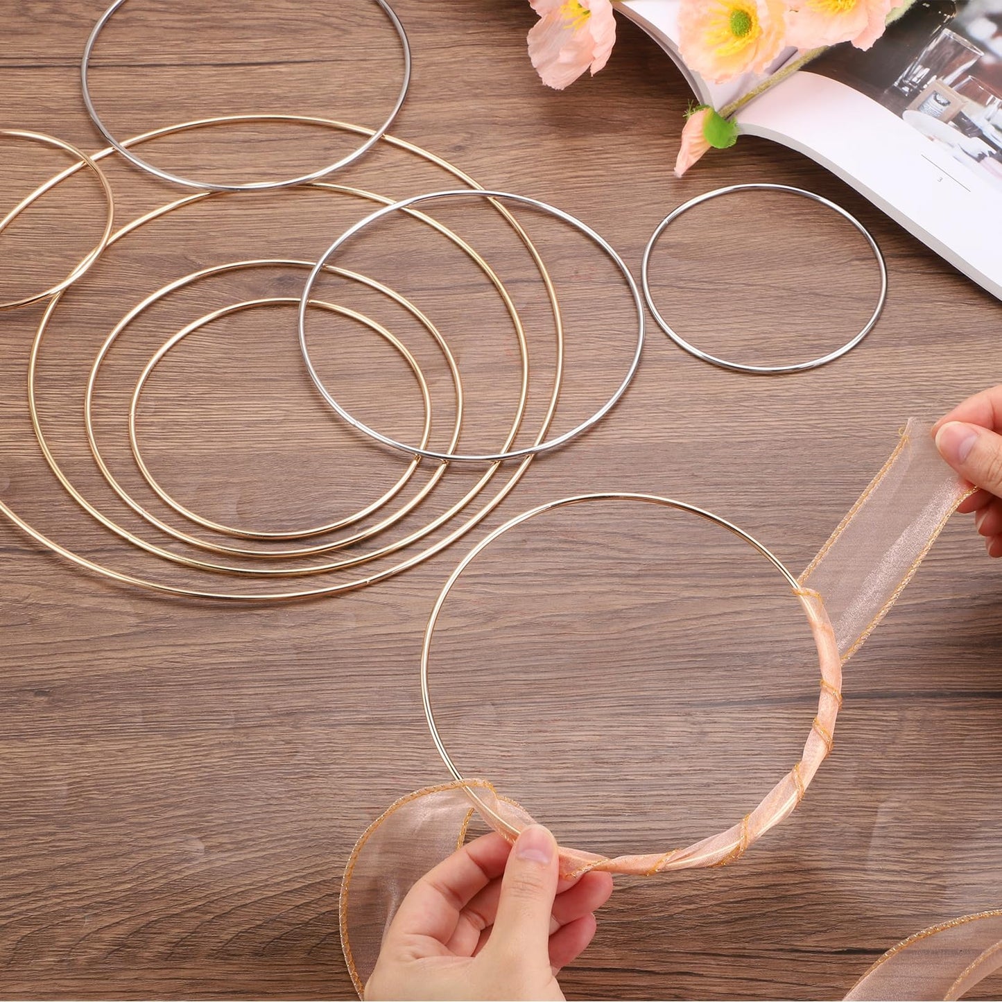 MECCANIXITY 20 Pcs Dream Catcher Rings,Metal Craft Hoops Floral Hoops 3 Inch Macrame Hoops Rings for DIY Crafts Wreath Making Supplies Plant Hangers,Silver