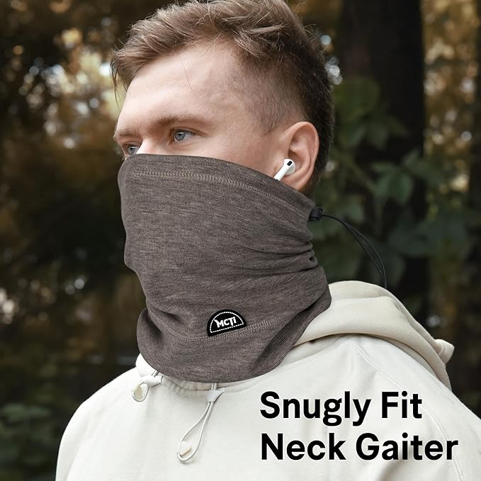 MCTi Neck Gaiter Warmer Winter Fleece Scarves Beanie Hat for Skiing Cycling Elastic Closure