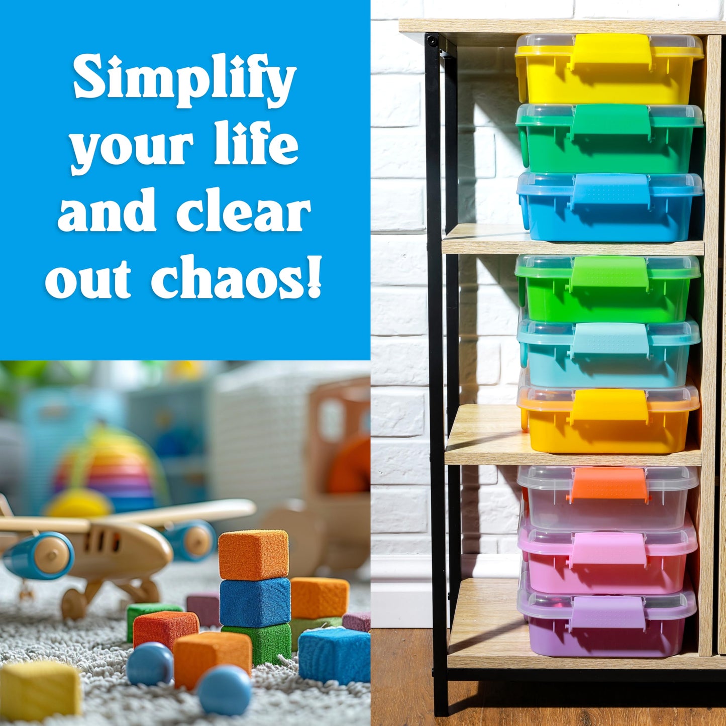 Carolart 3 Pack, Empty Sensory Bin, Wheat Straw Material，13.5 Inch Storage Container, Portable Plastic Storage Bins, Stackable Play Tray for toys,arts,crafts and sand.