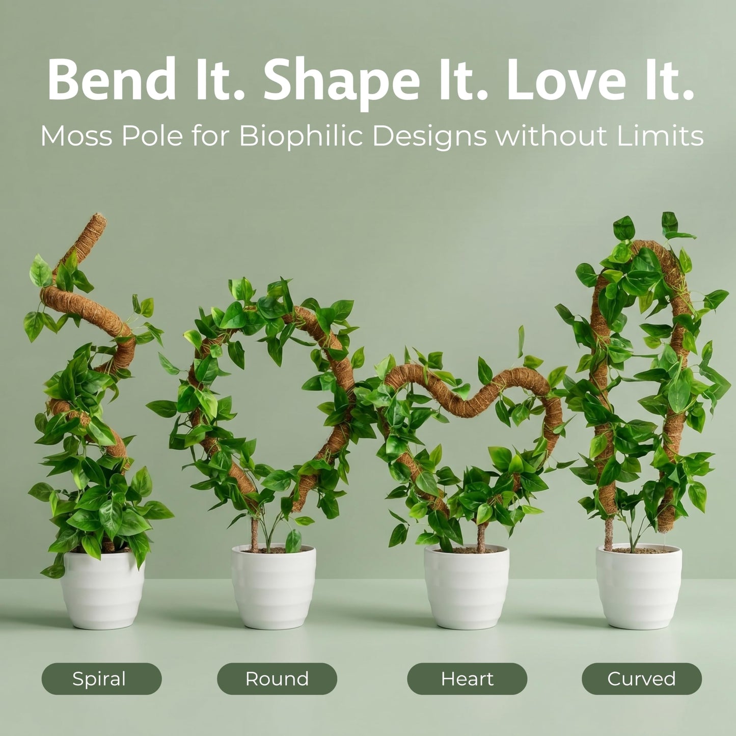 30 Inches Bendable 2 Pack Moss Pole Monstera Plant Support Stakes - Moss Poles for Climbing Plants, Plant Stakes for Indoor Plants - Coco Coir Pole Moss Stick for Monstera, Pothos.