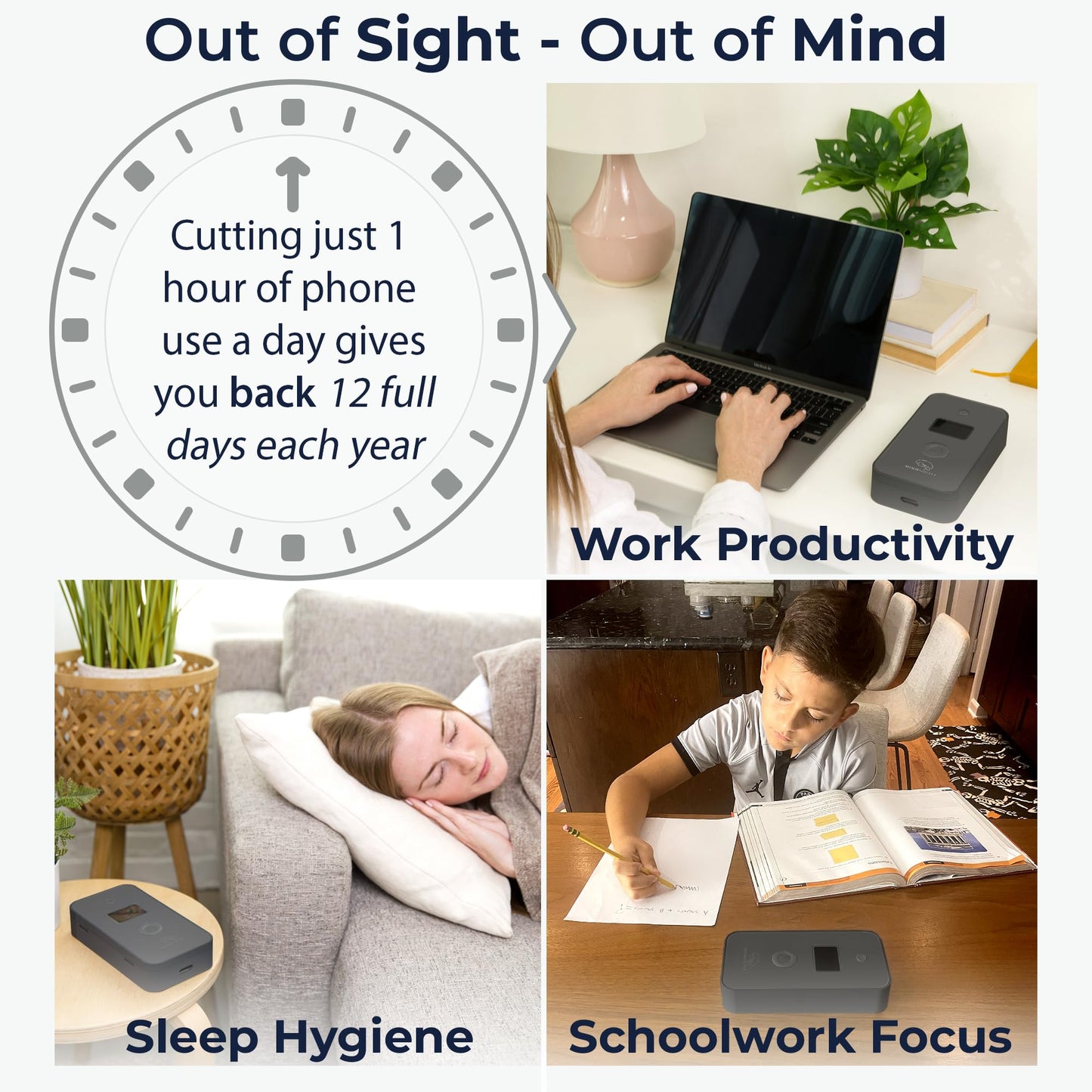 Mindsight Personal Timed Lock Box | Unplug from Phones and Other Small Distractions | 3 Modes based on Willpower | Easy to Use | Out of Sight ~ Out of Mind | Boost Your Mental Wellness