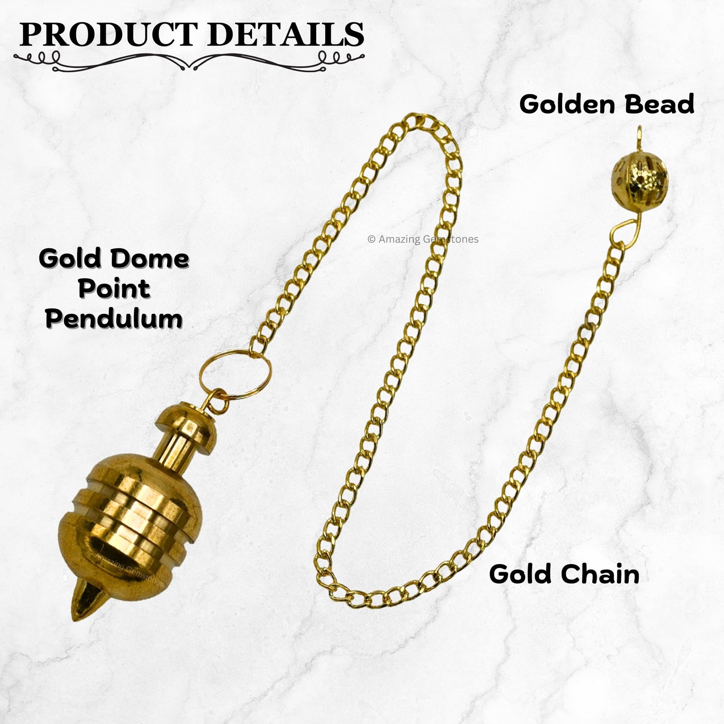 Amazing Gemstone Healing Metal Pendulums for Divination, Gold Dome Point Steel Copper Pendulum High Energy Pendulo de Bronce Pendulos de Mesa MP13