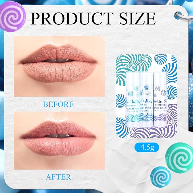 Leelosp 72 Pcs Christmas Lip Balm Candy Shapes Lipstick Set Lip Care Sugar Moisturizing Balms Natural Organic for Christmas Gifts Stocking Stuffers for Coworker Employee Winter Holiday Party Favors