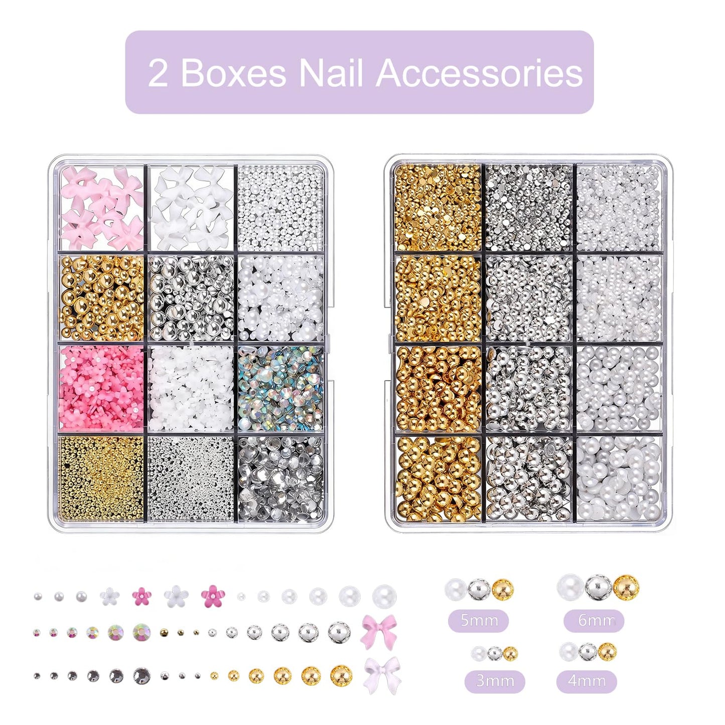 GZMAYUEN Nail Decoration Kits, Nail Art Brushes Set, Nail Charms, Nail Art Dotting Pens, Flowder Nail Stickers, Rhinestones For Nails