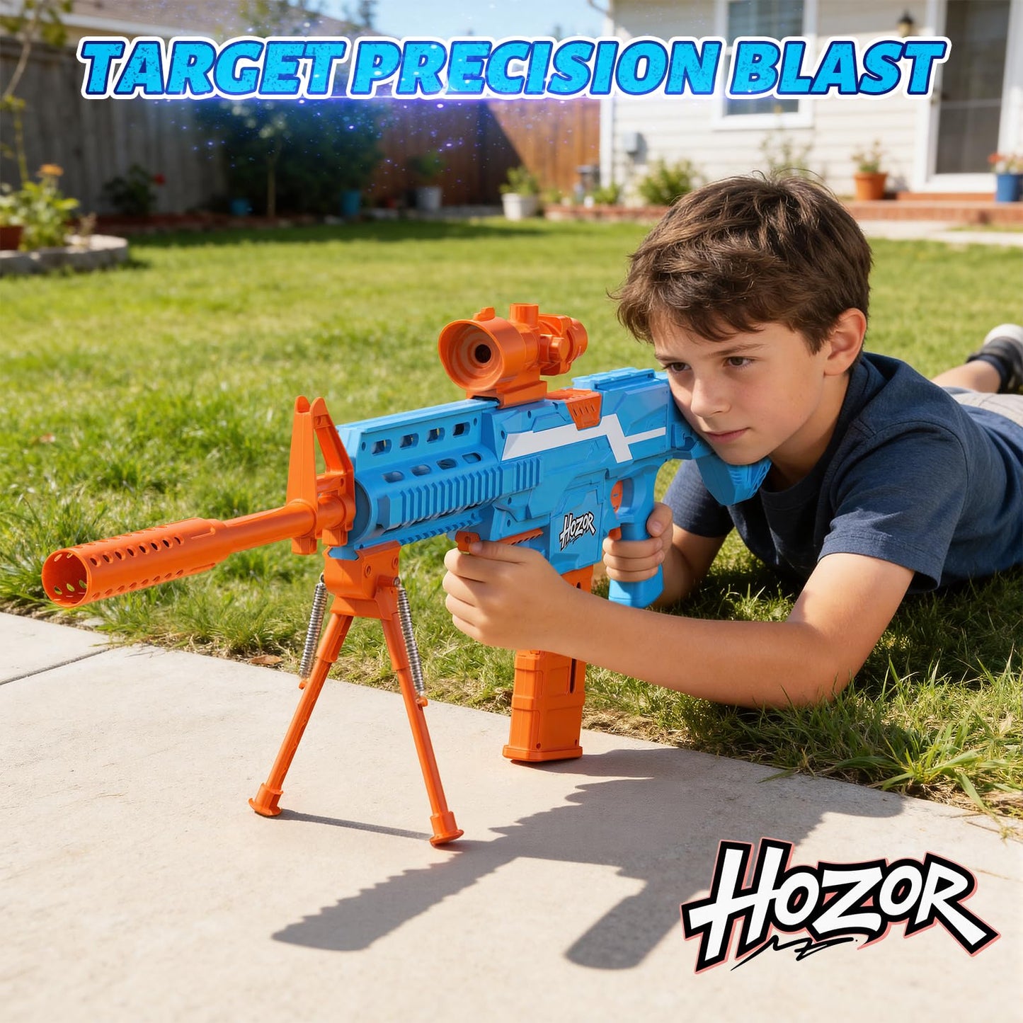 Hozor TriFireX Rechargeable Motorized Blaster Tactical Vest Kit, Multi-Play Styles, 3 Firing Modes, 2 Clips, 150 Foam Darts, Kids Toys & Gifts.